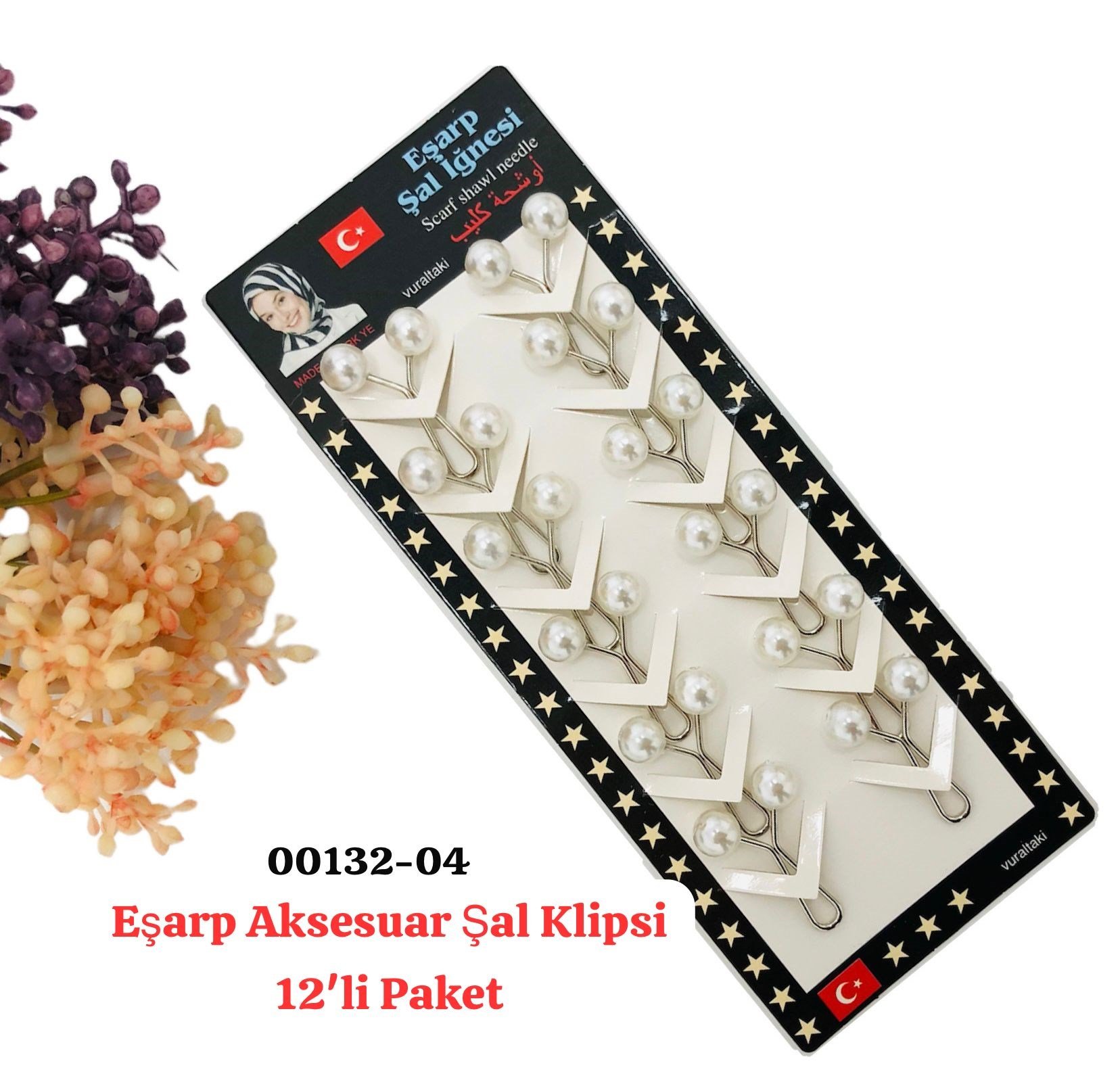 00132 Eşarp Aksesuar Şal Klips 12 'li