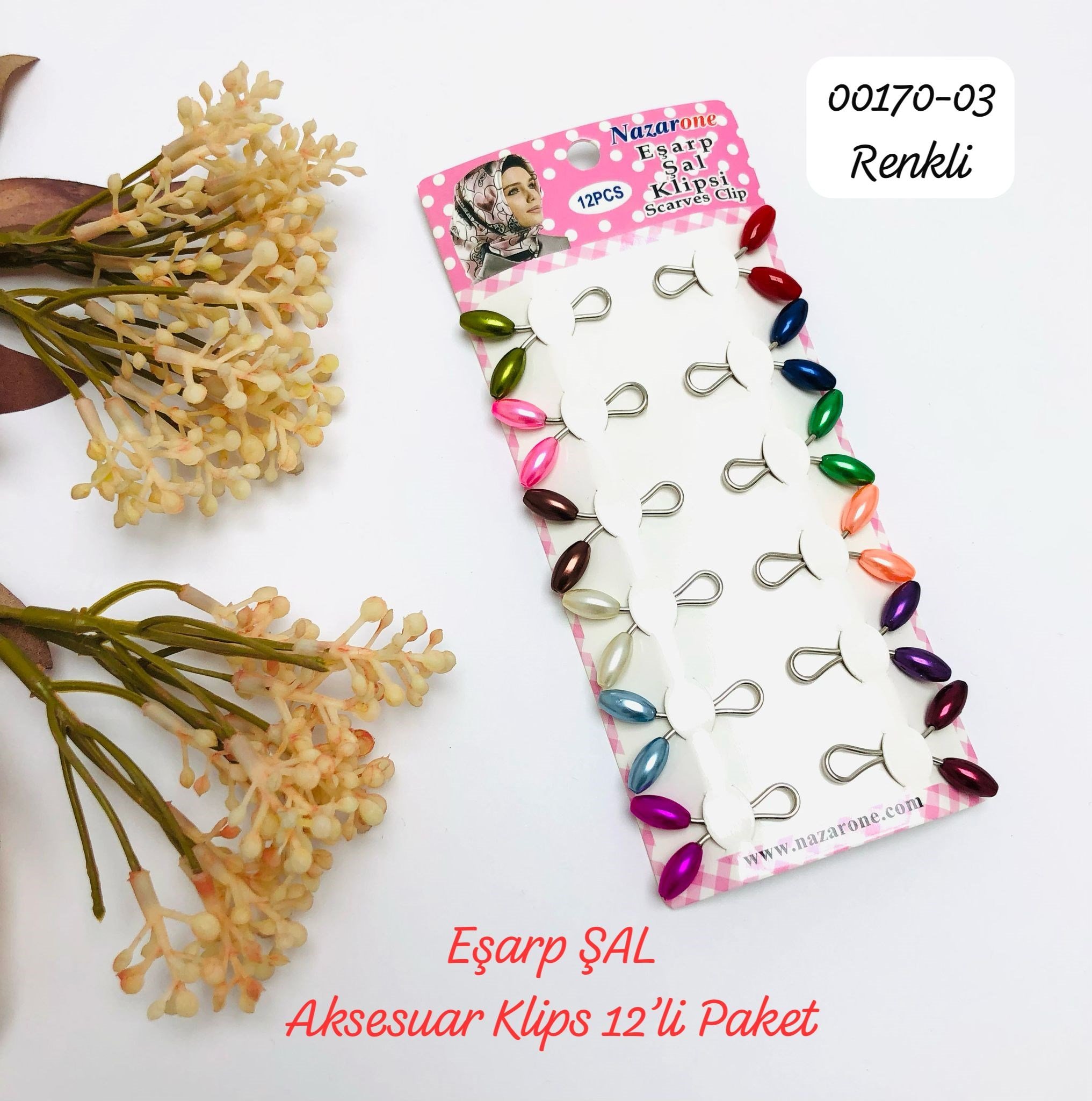 00170 Eşarp Aksesuar Şal Klips 12 'li