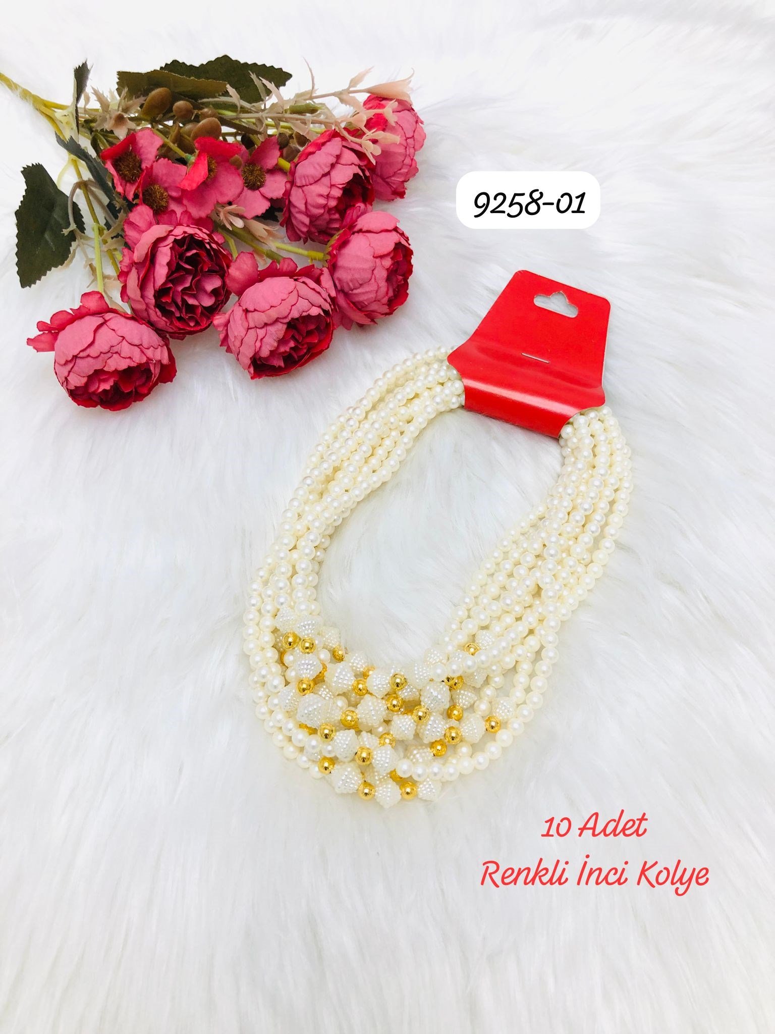 9258 Renkli İnci Kolye