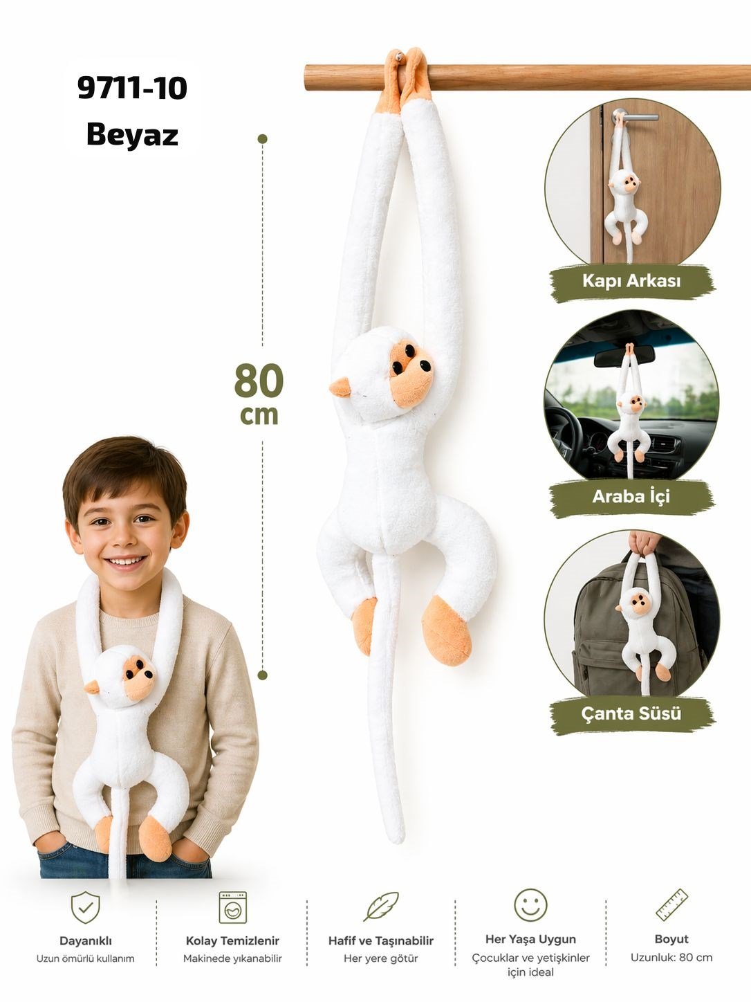 Elleri Yapışan Oyun Ve Uyku Arkadaşı Peluş Maymun Oyuncak Sarılan Maymun