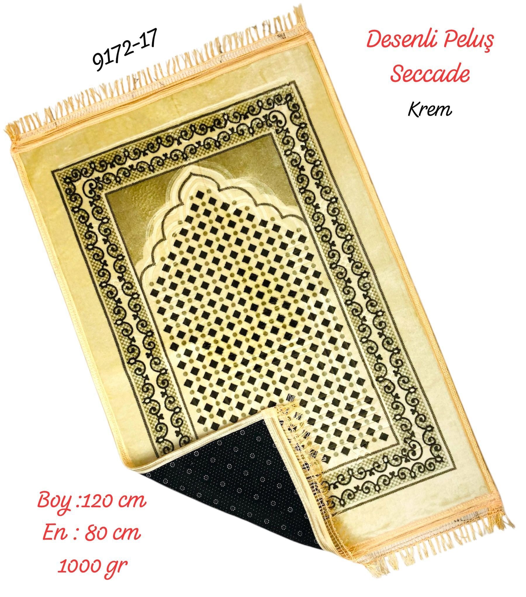 9172 Desenli Peluş Seccade