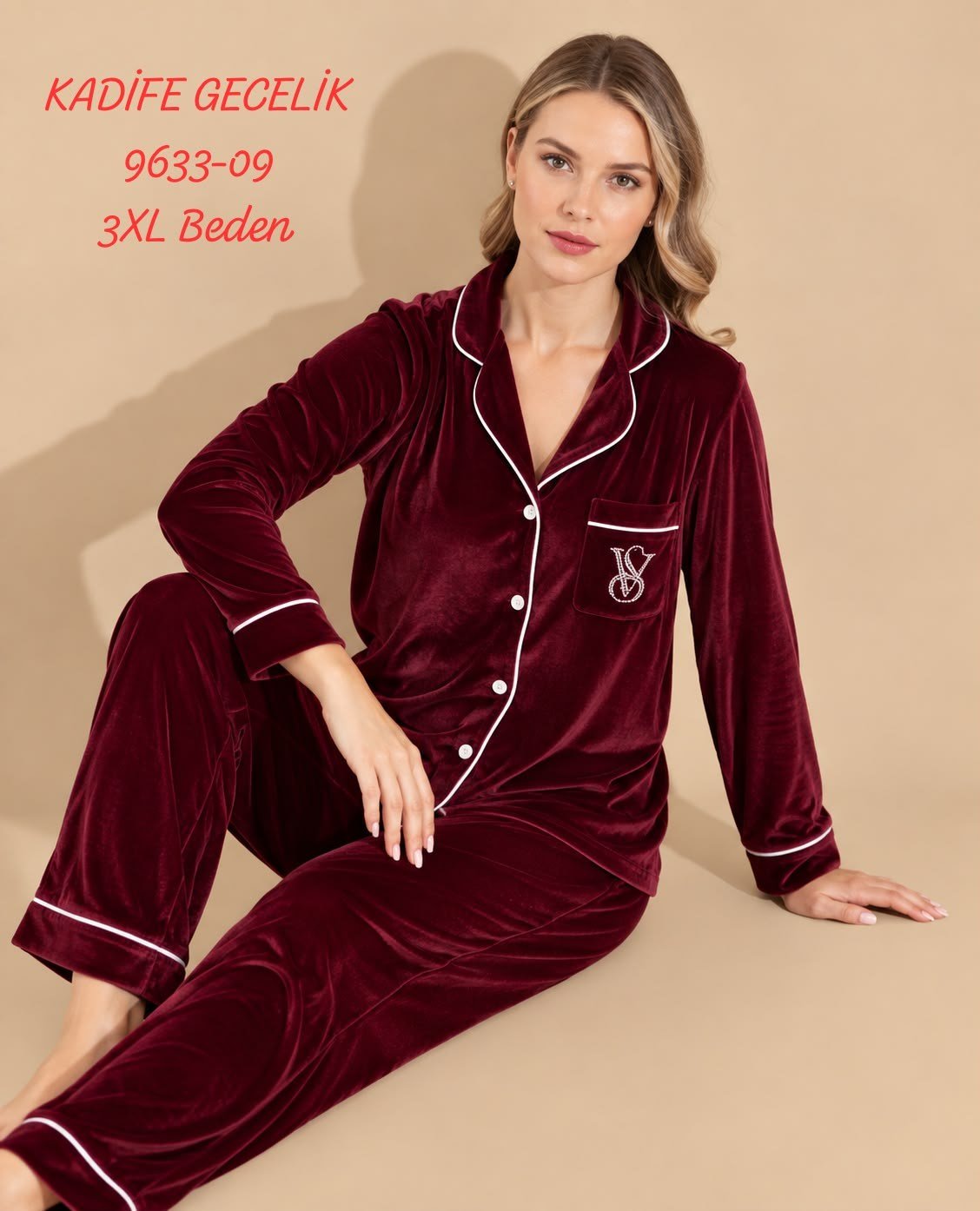 Kadife Gecelik Pijama takımı