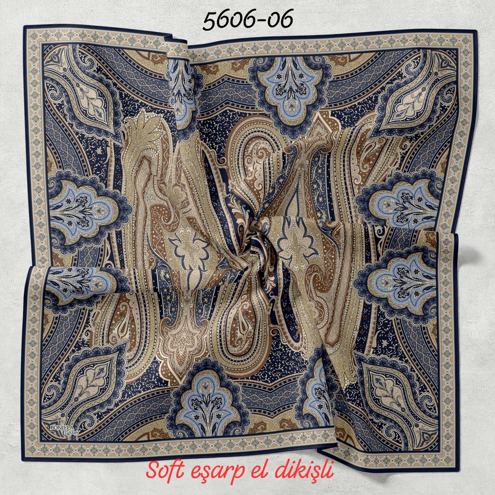 5606 Soft Eşarp El Dikişli
