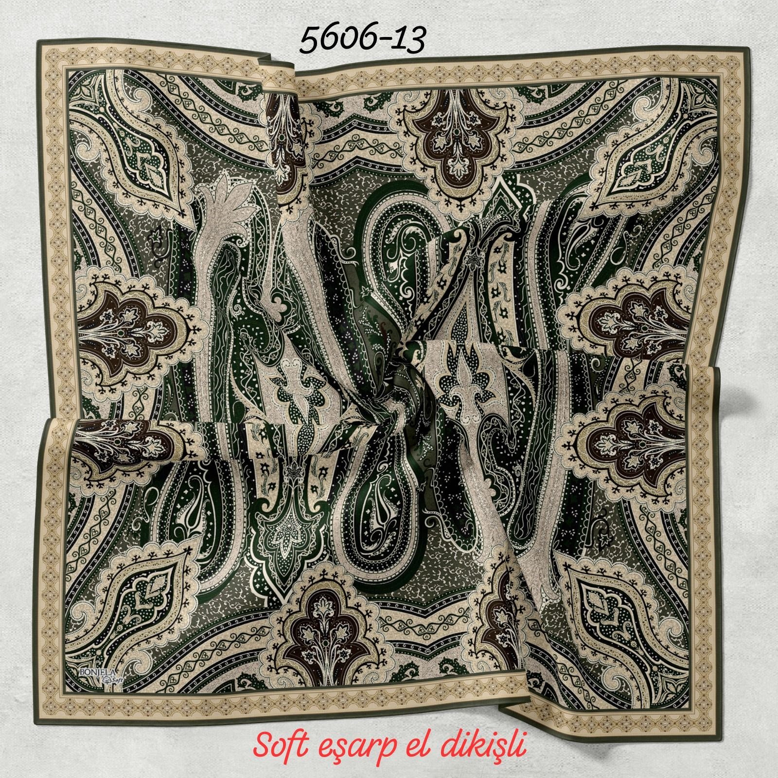 5606 Soft Eşarp El Dikişli