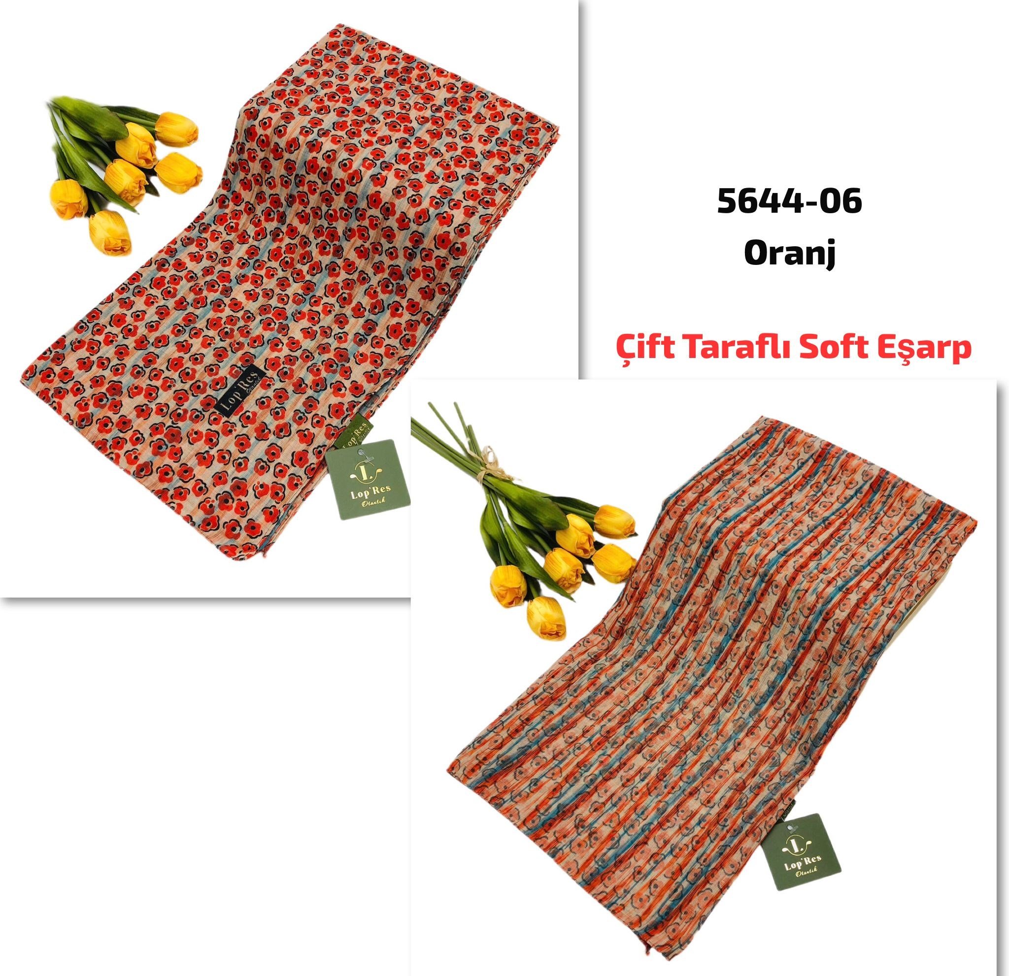 5644 Lop'Res Çift Taraflı Soft Eşarp