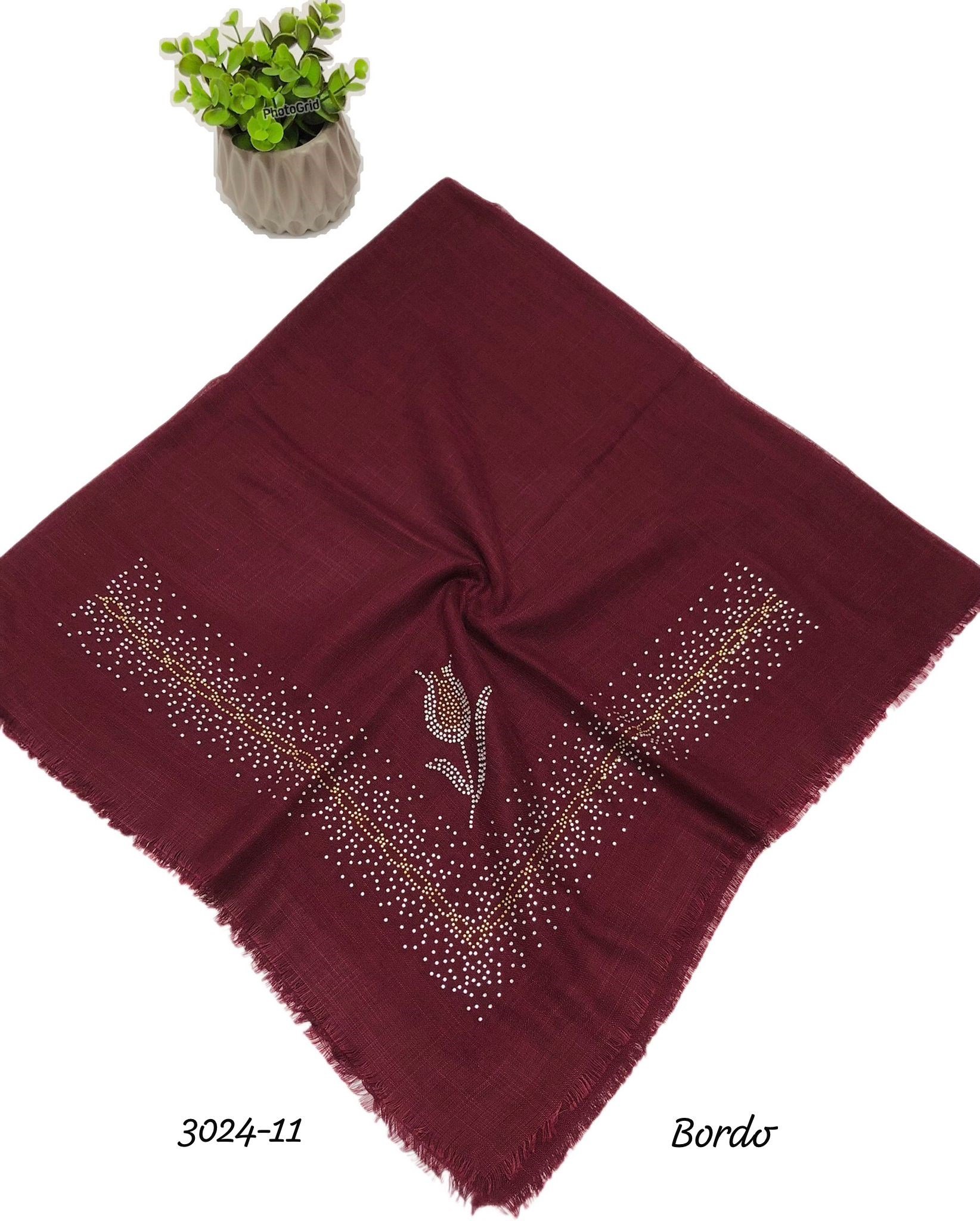 3024 Taşlı Flamlı Eşarp