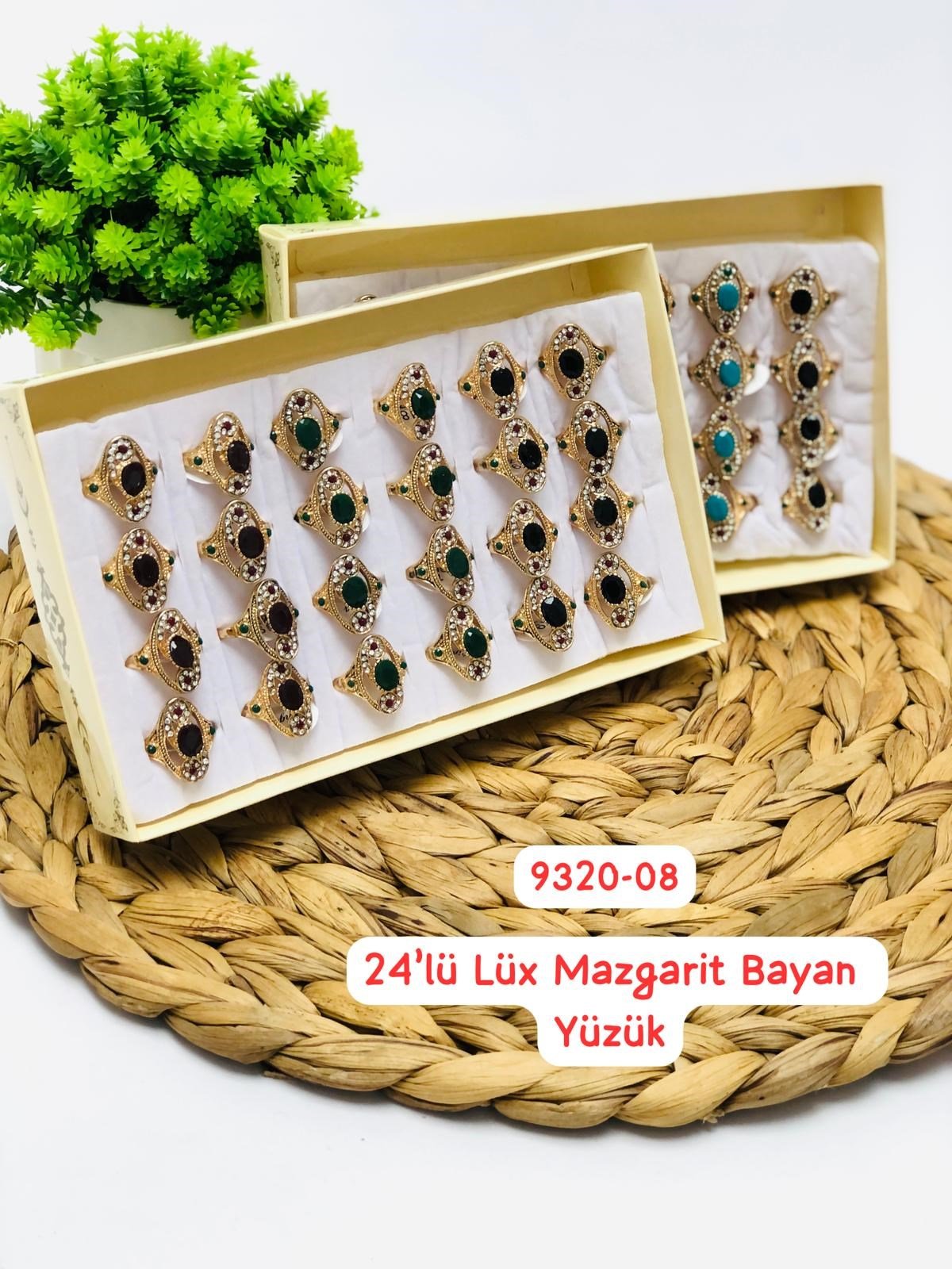 9320 Lüks Mazgarit Bayan Yüzük 24'lü
