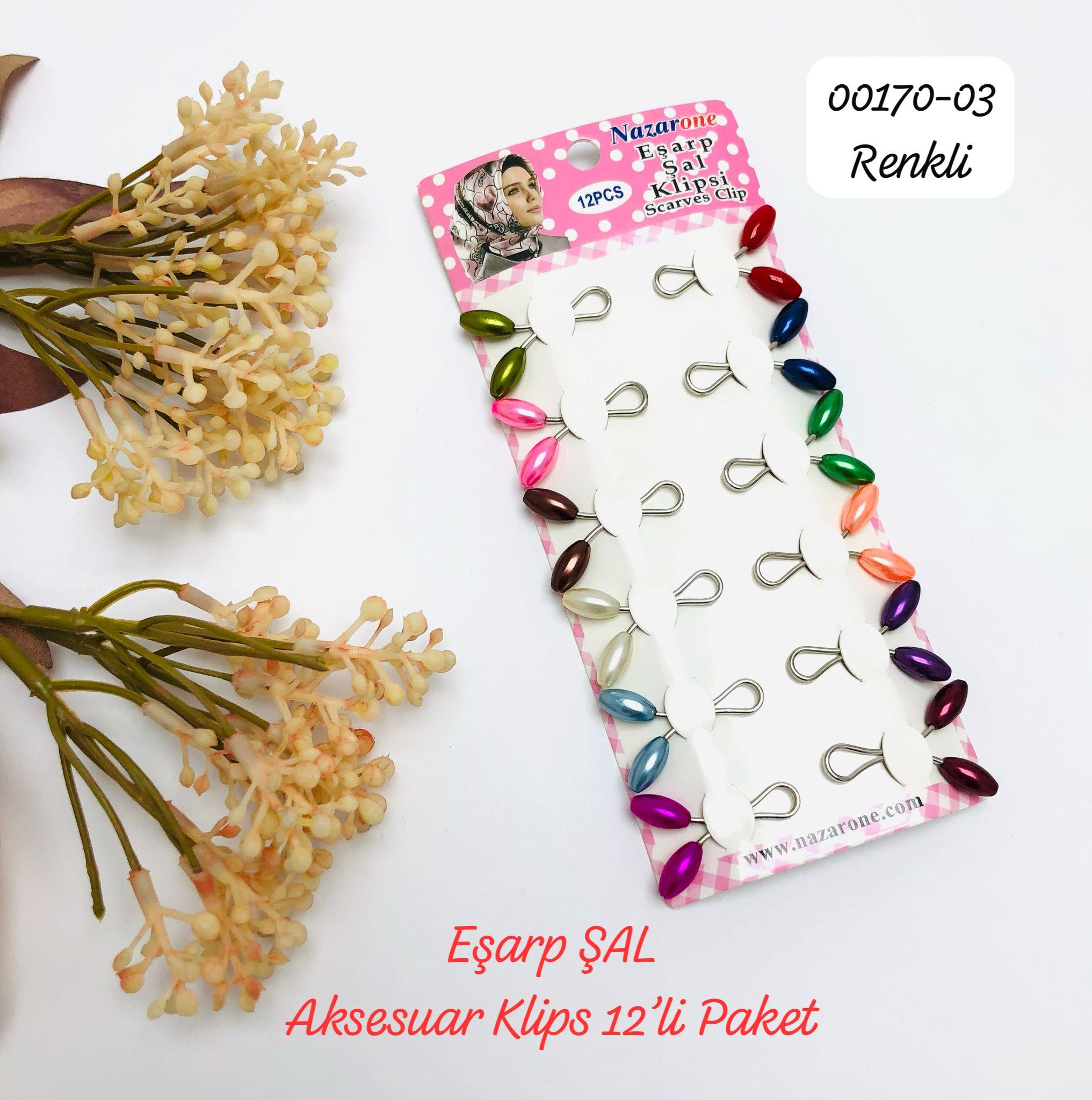 00170 Eşarp Aksesuar Şal Klips 12 'li