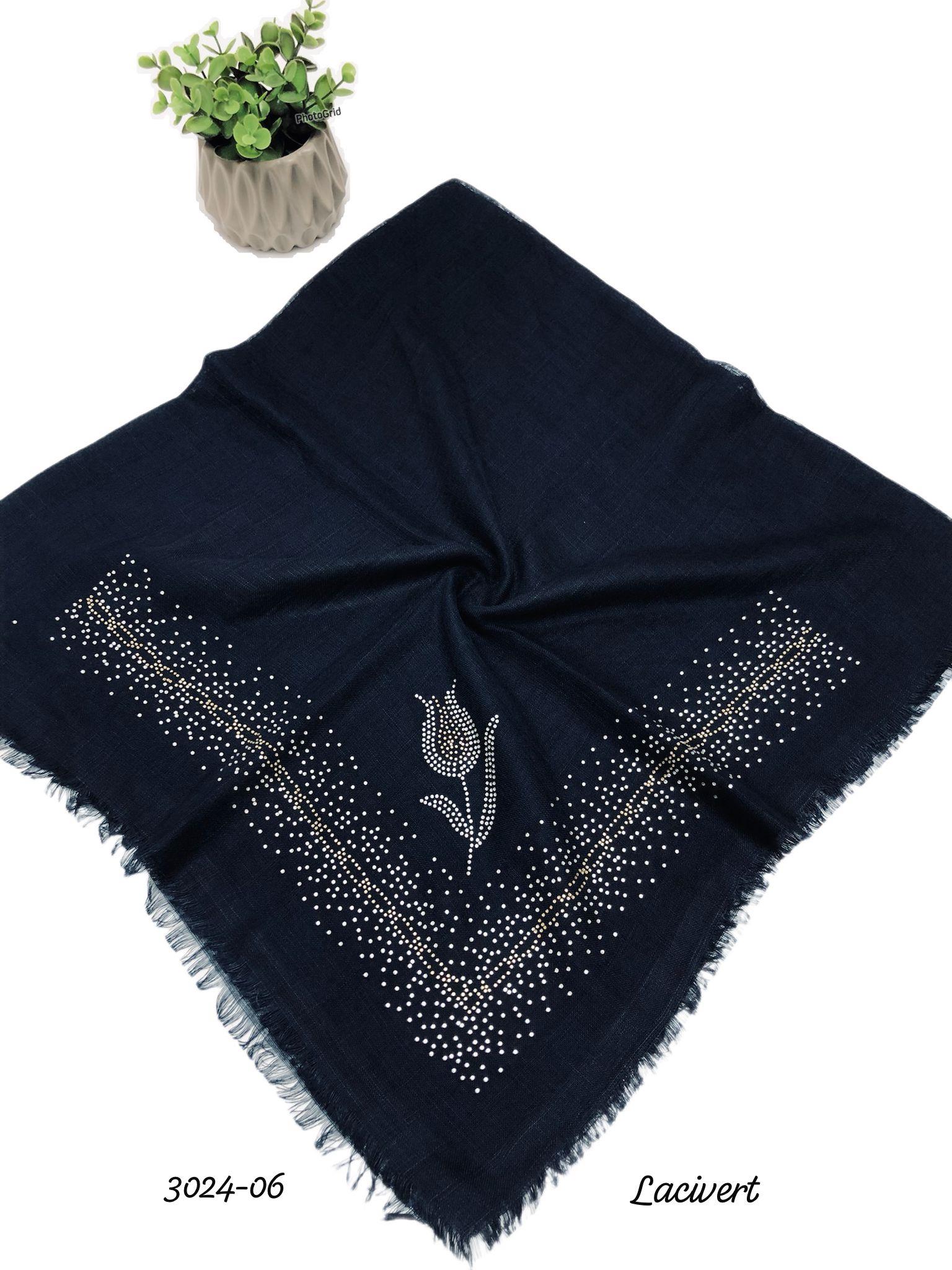 3024 Taşlı Flamlı Eşarp