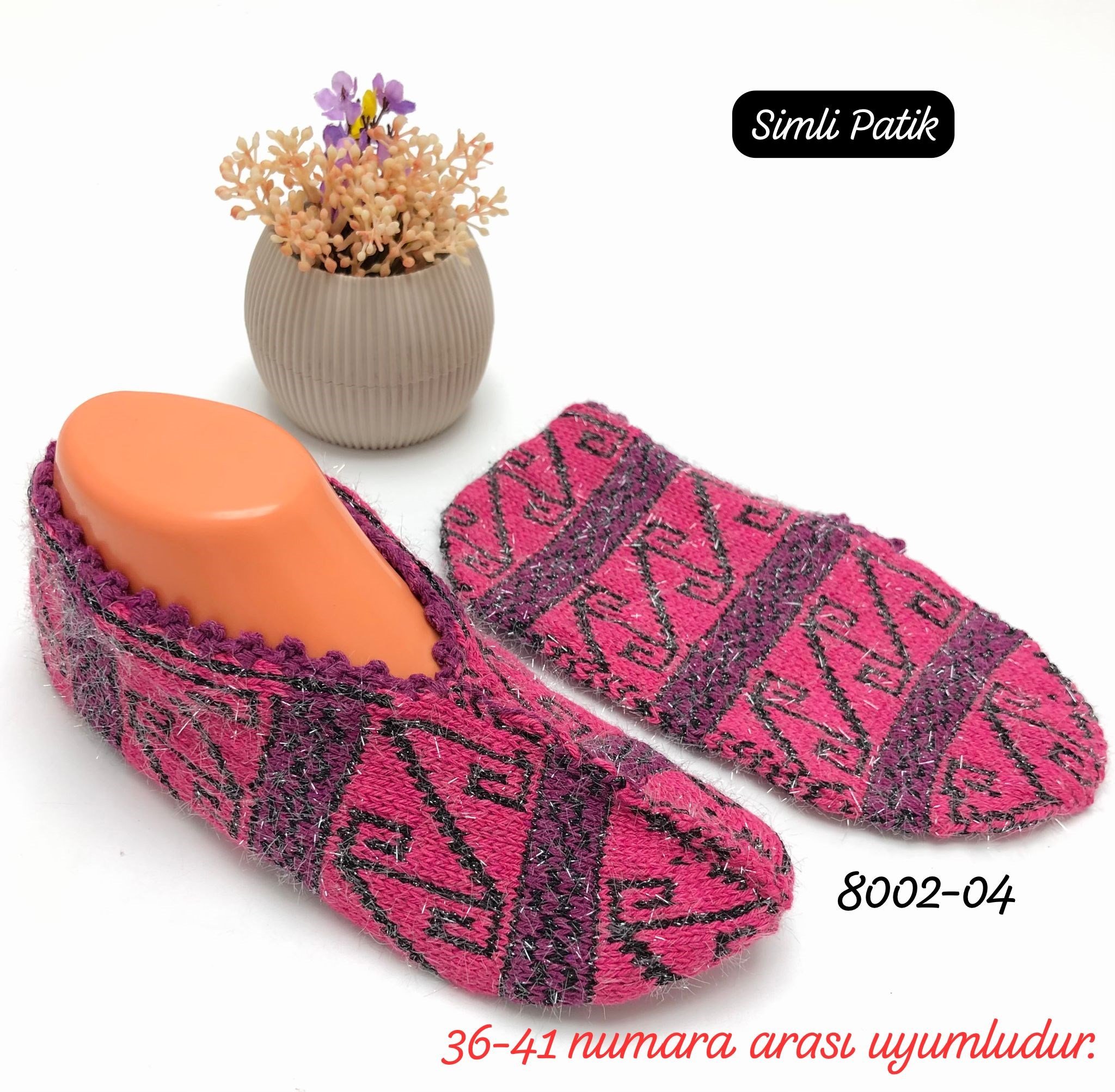 8002 Desenli Simli Patik