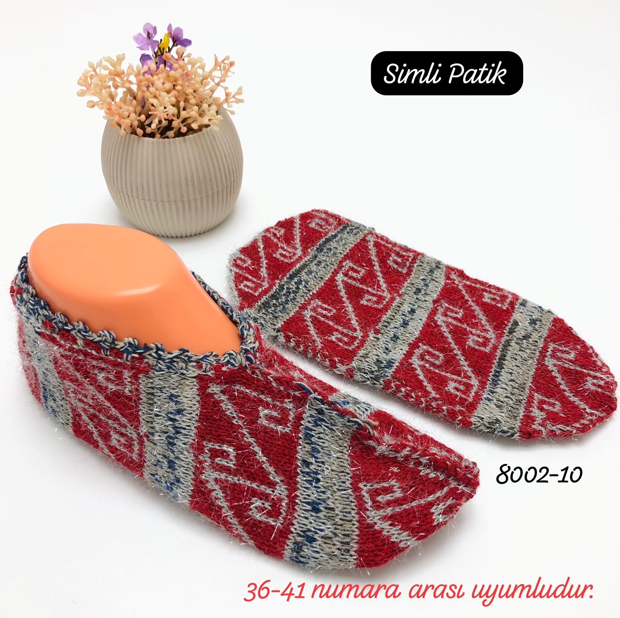 8002 Desenli Simli Patik