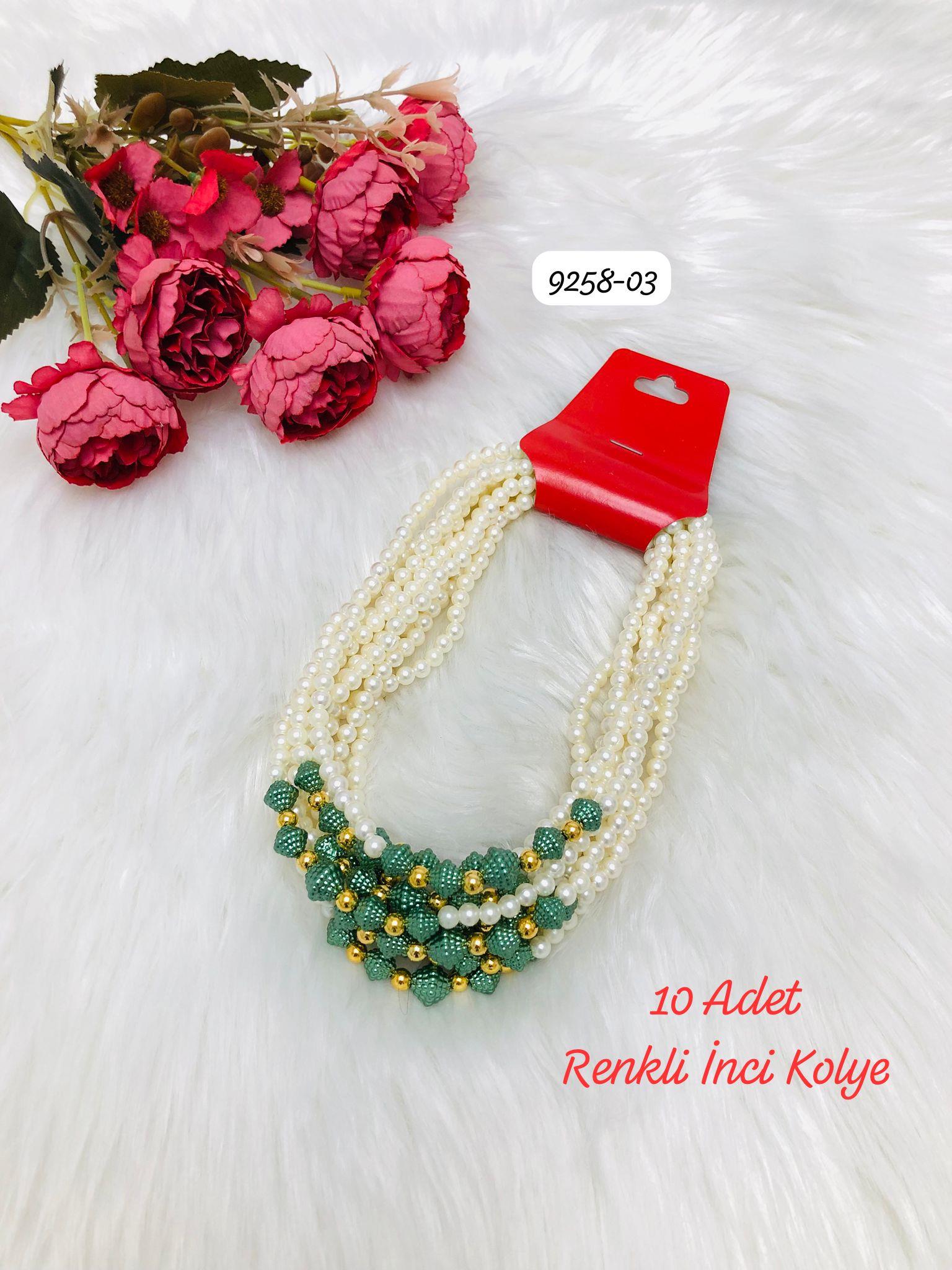 9258 Renkli İnci Kolye