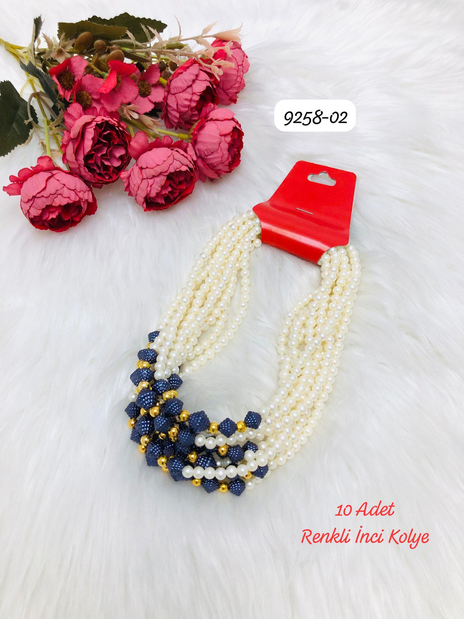 9258 Renkli İnci Kolye