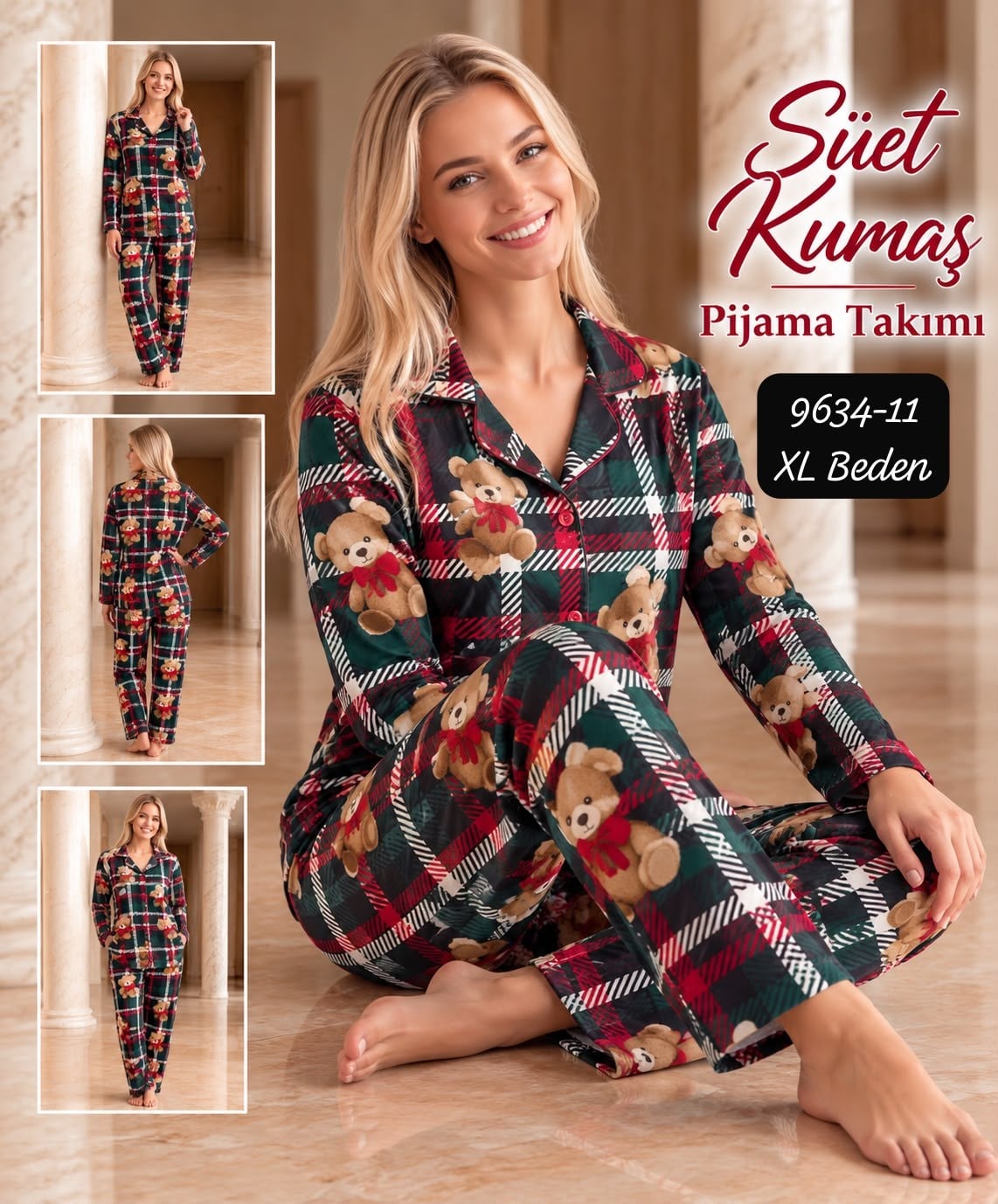 Süet Kumaş Pijama Takımı