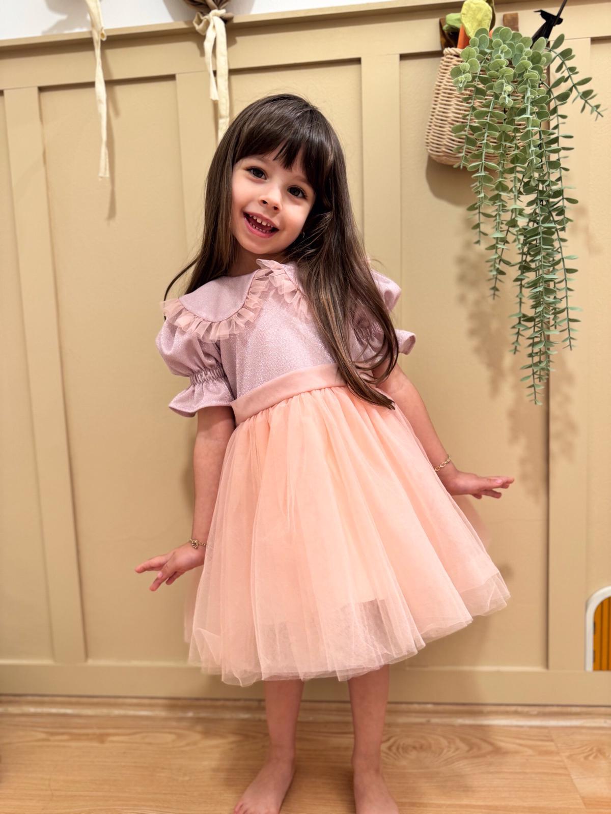 KISA KOLLU PEMBE PRENSES ELBİSE