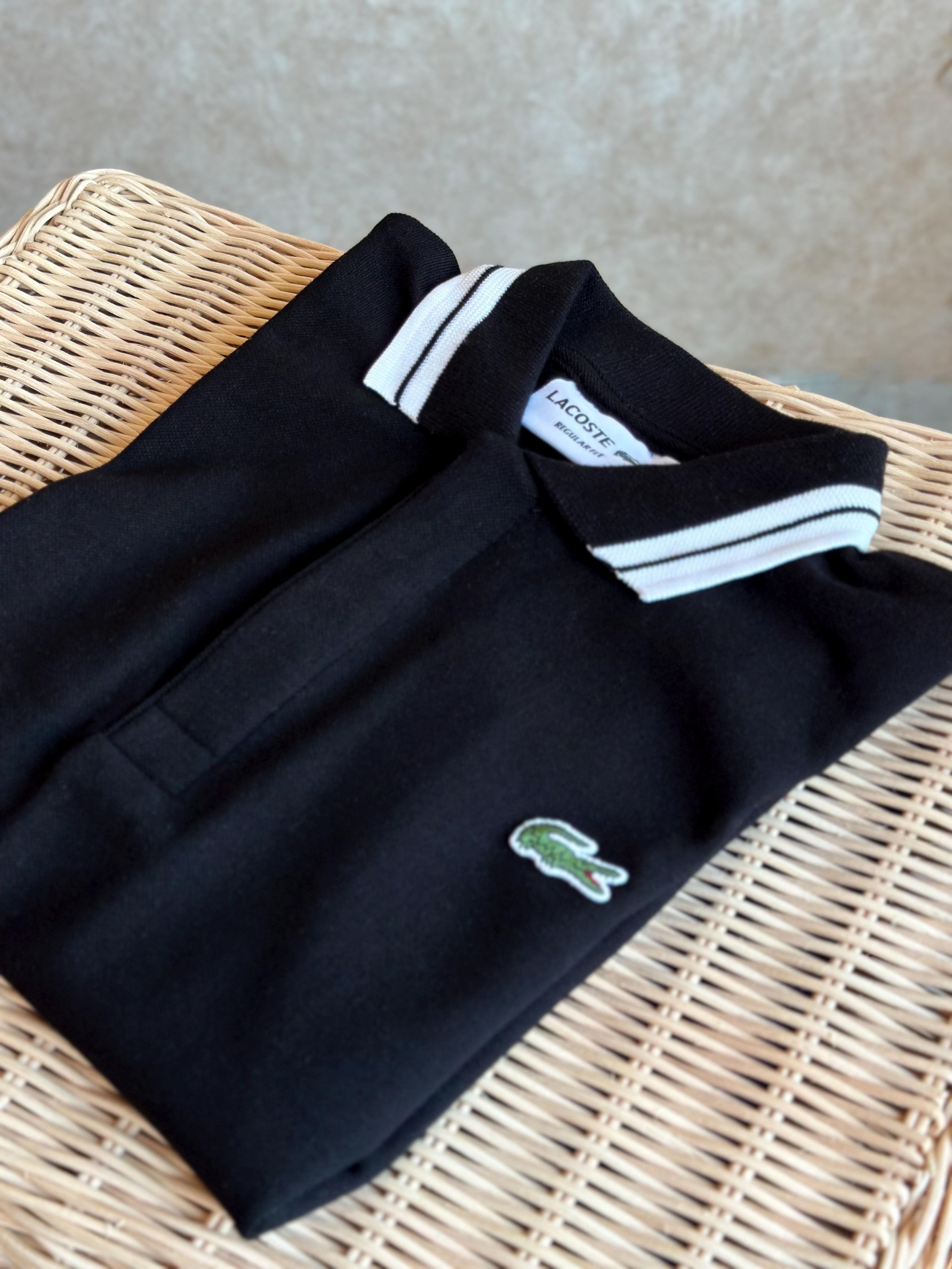 Lacoste Polo Yakalı Erkek Çocuk Tişört Siyah 