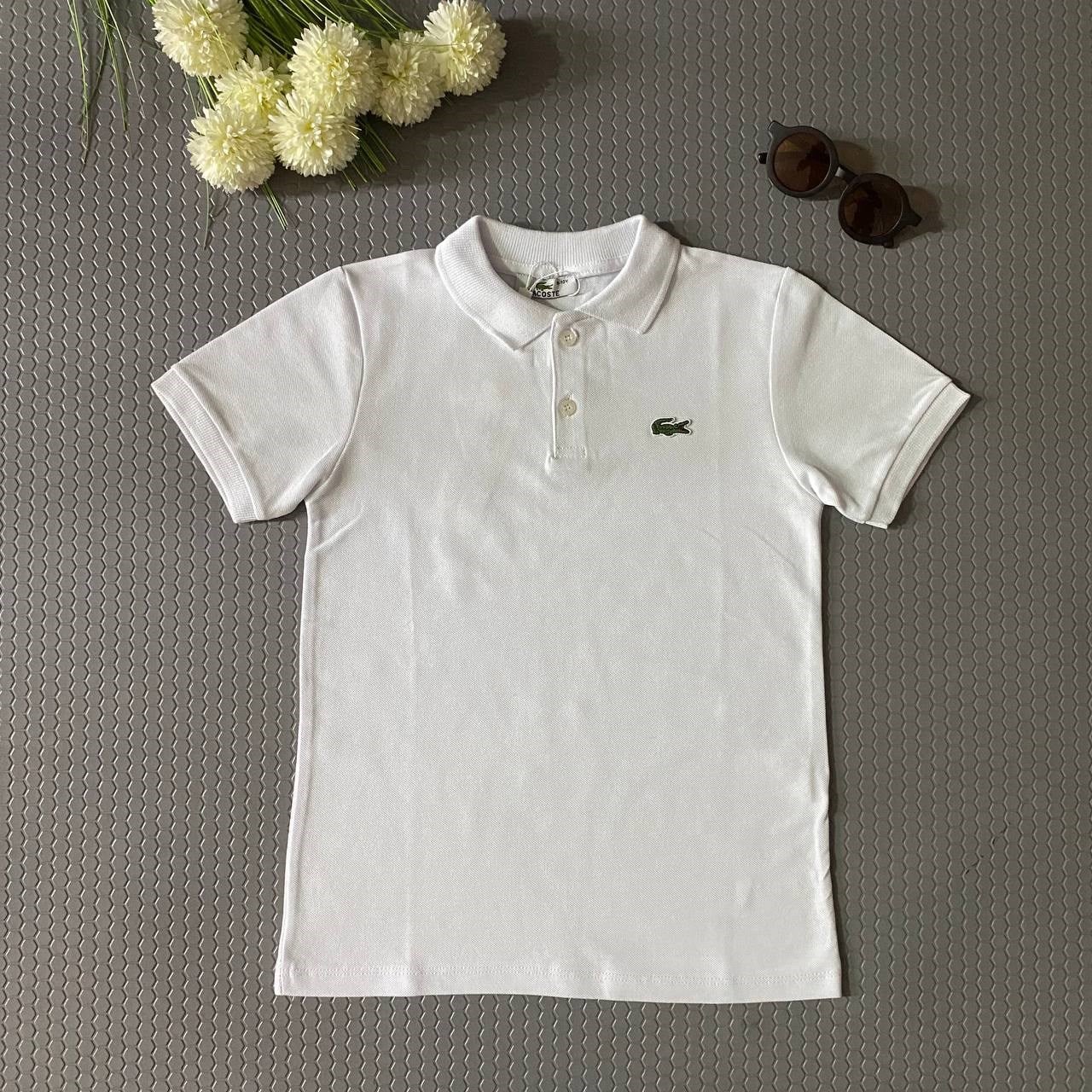 Lacoste Polo Yakalı Erkek Çocuk Tişört Beyaz