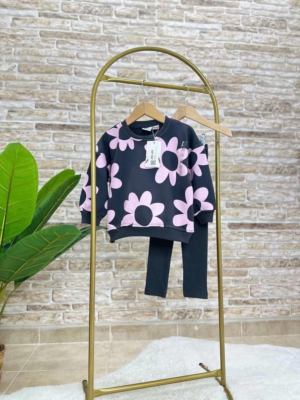 PEMBE PAPATYA DESENLİ TAYTLI TAKIM
