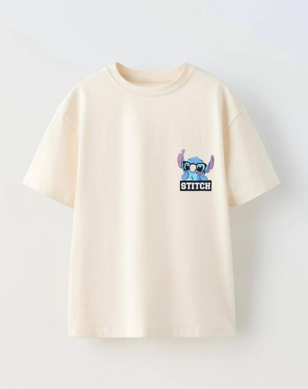 Stitch Baskılı Unisex Çocuk Tişört Beyaz