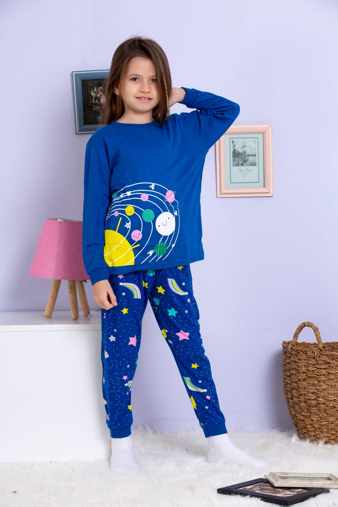 Uzay Temalı Pijama Takımı Lacivert