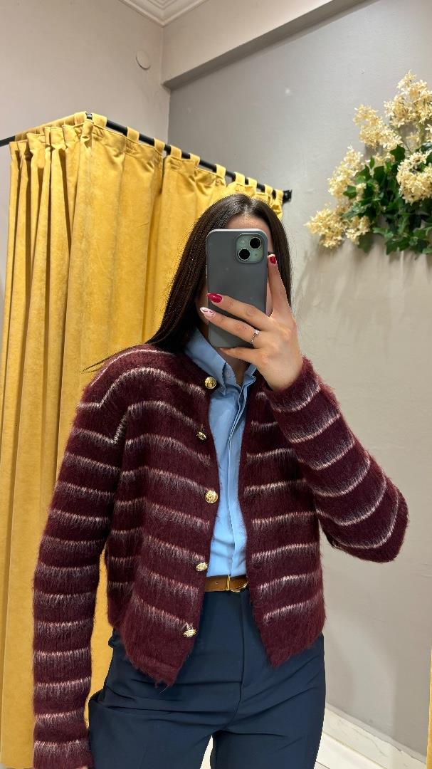 BORDO GOLD DÜĞMELİ HIRKA