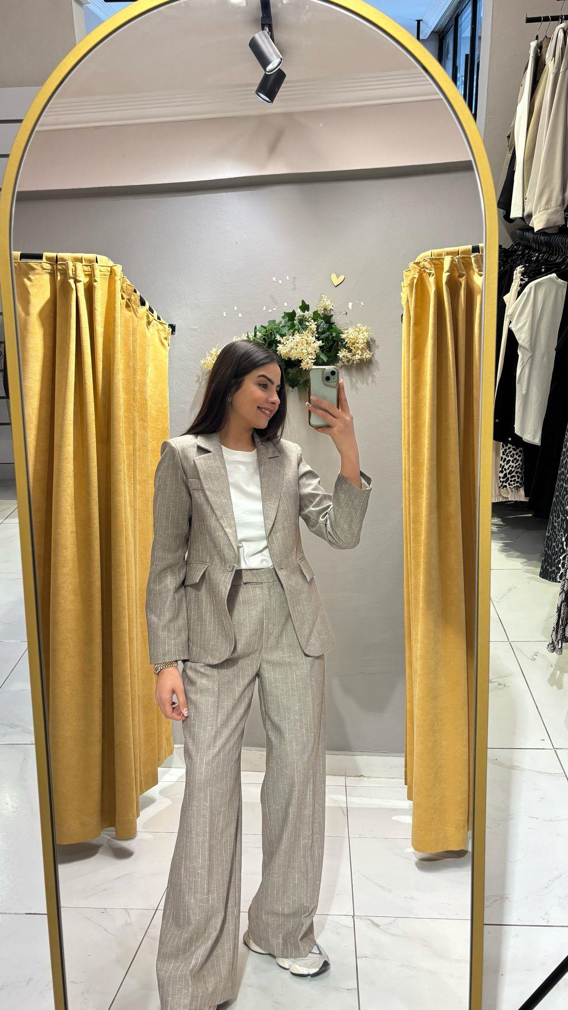 ÇİZGİLİ VİZON BLAZER 