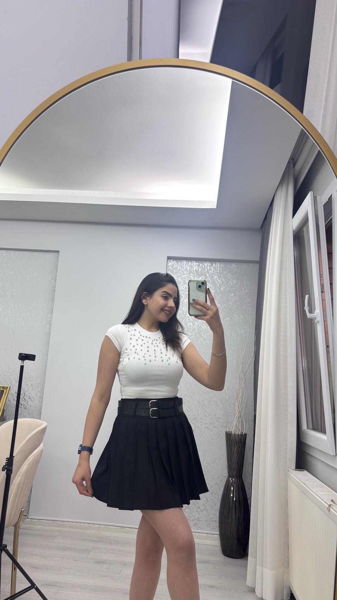 DLVN BEYAZ TAŞLI CROP 