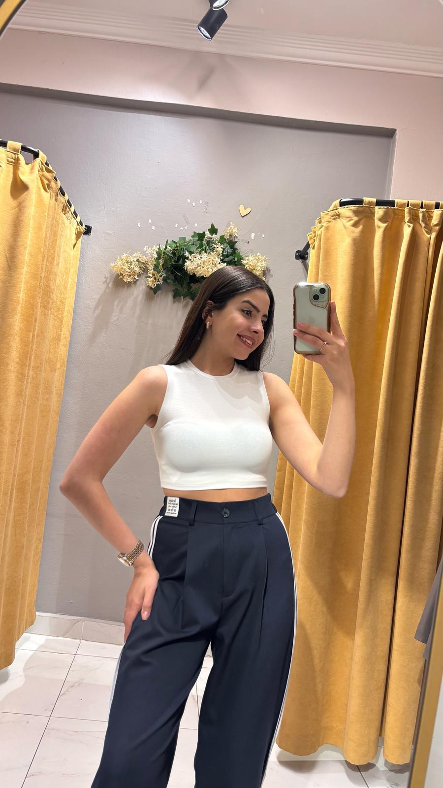DLVN HALTER BEYAZ CROP 