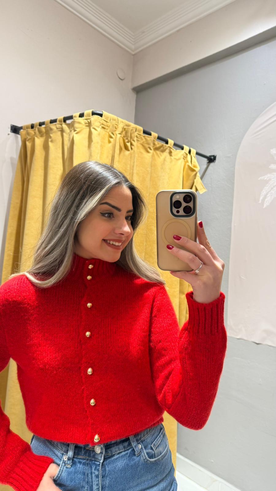 GOLD DÜĞMELİ KIRMIZI HIRKA 