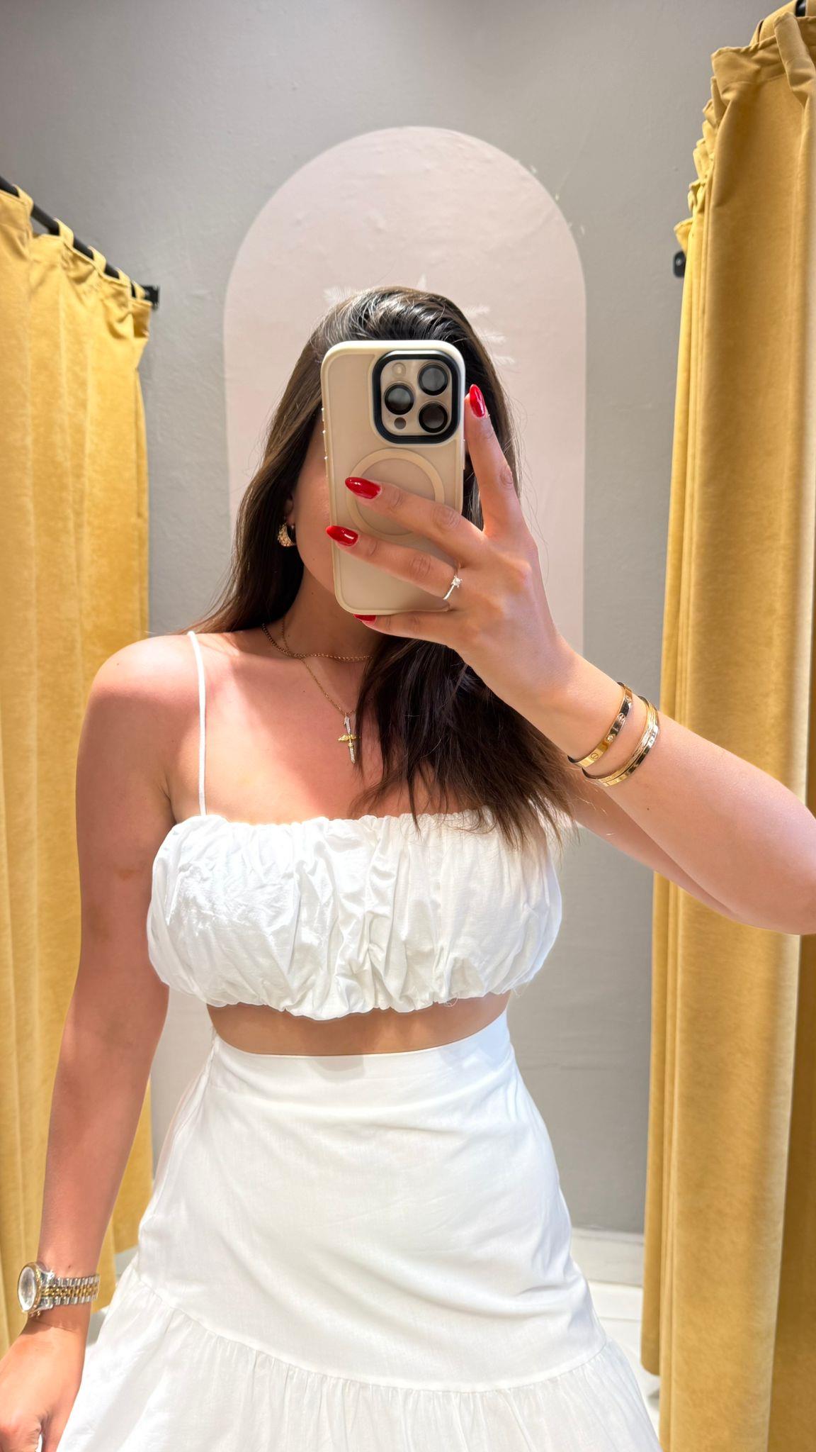 İP ASKILI BEYAZ CROP
