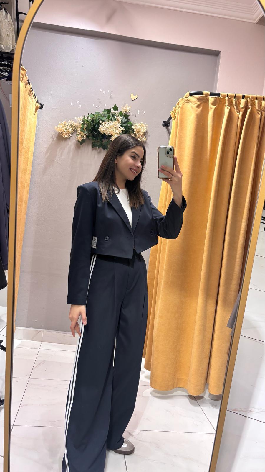 LACİVERT KISA BLAZER CEKET 