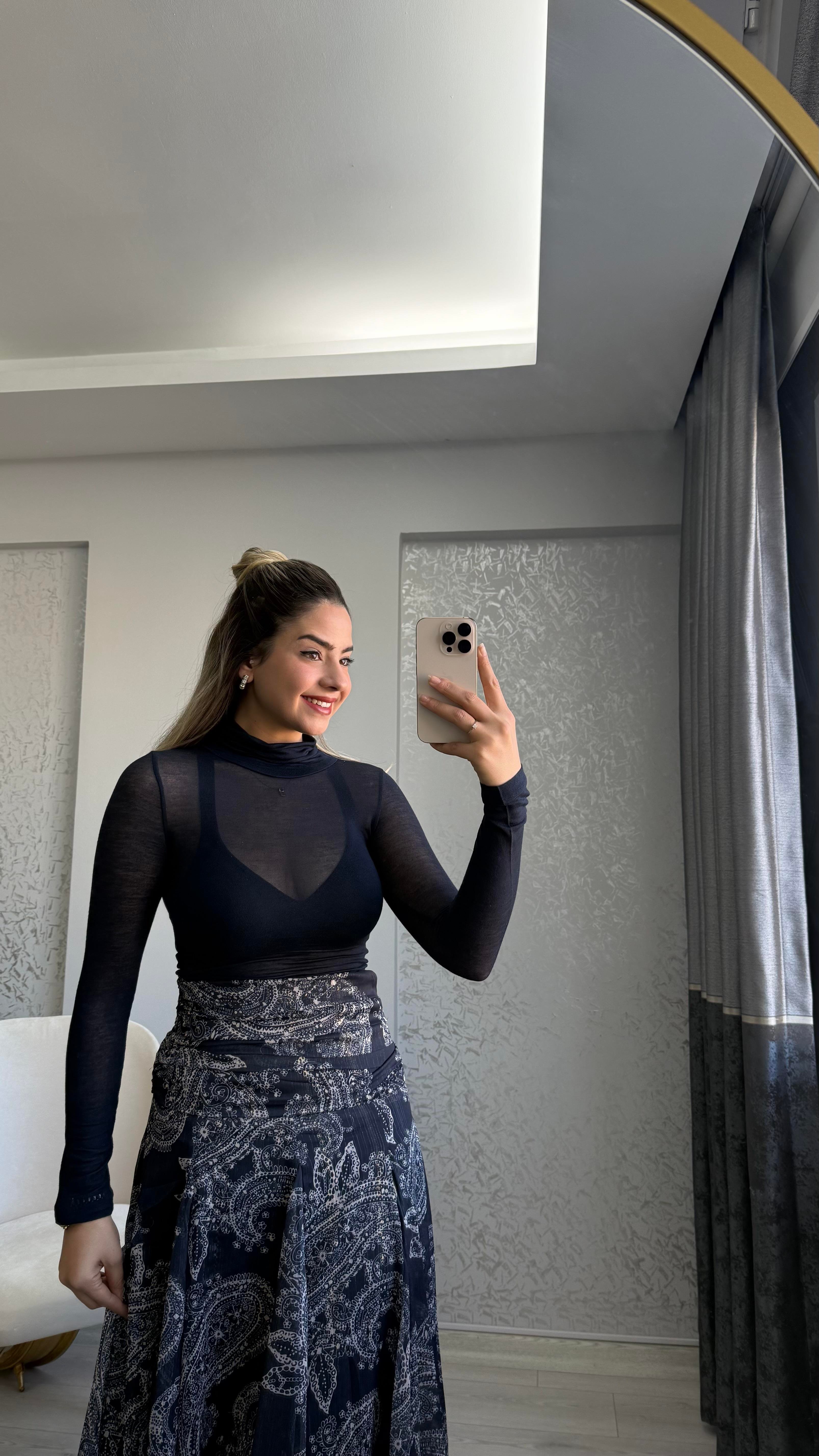 LACİVERT TRANSPARAN BLUZ