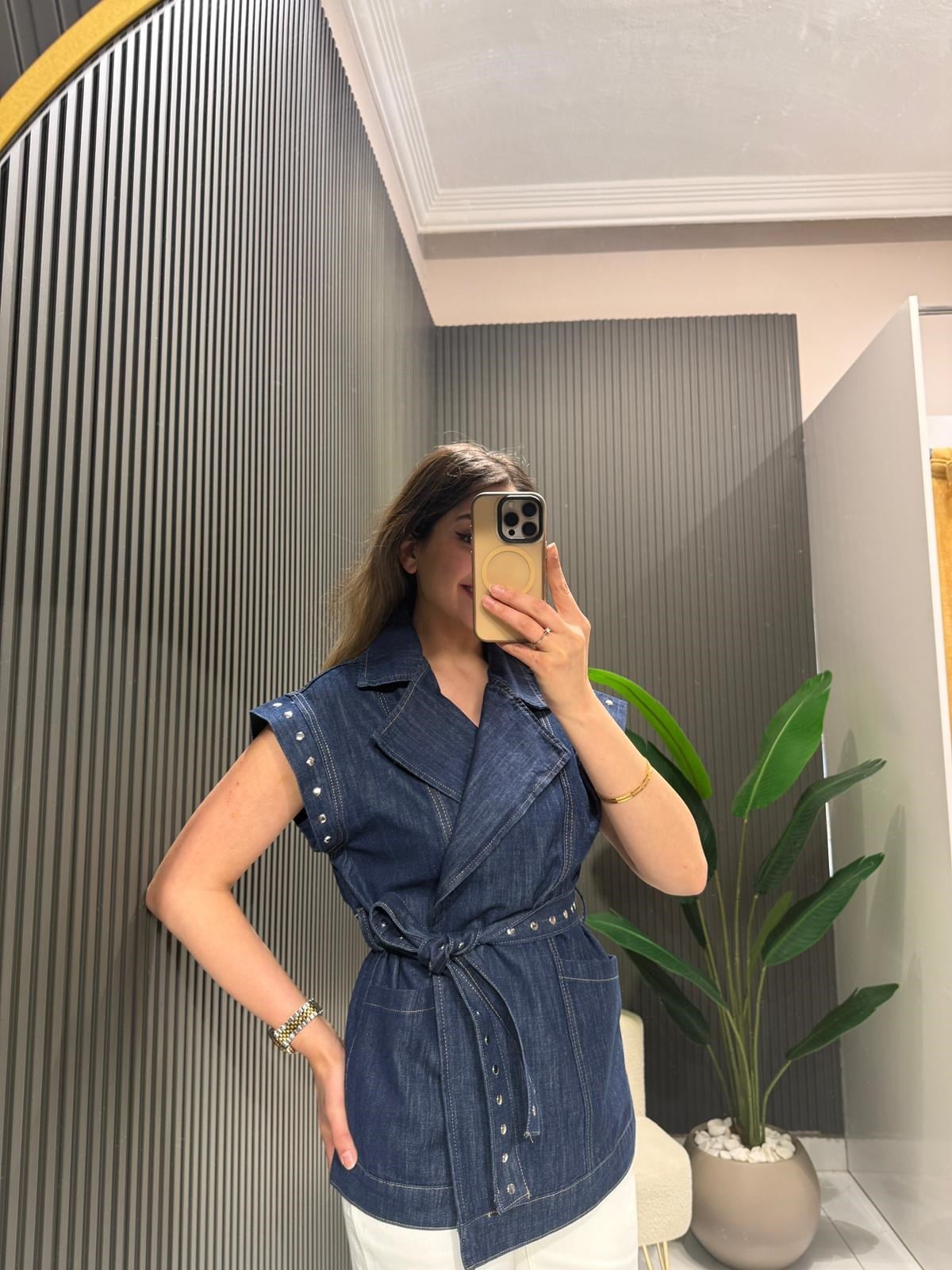 LACİVERT ZIMBALI YELEK 