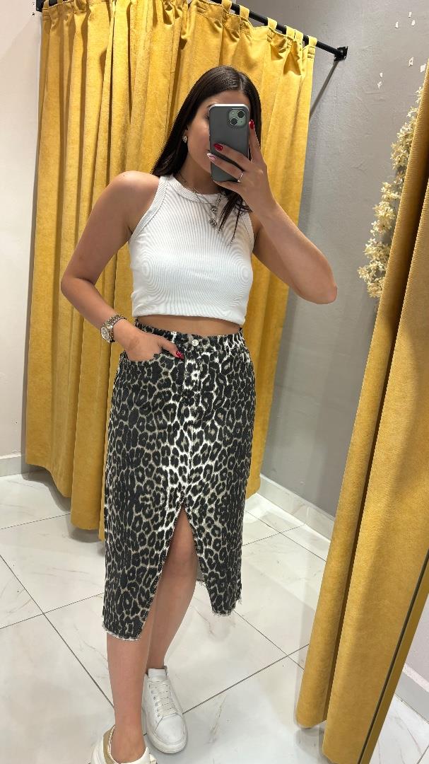 LEOPAR YIRTMAÇLI KOT ETEK