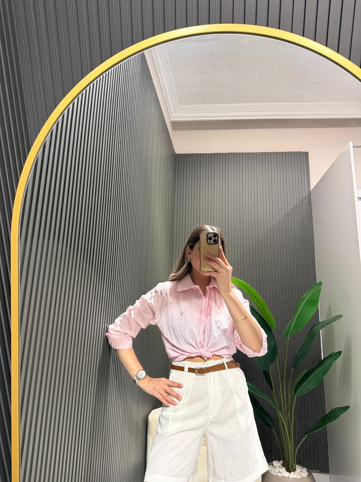 PEMBE ÇİZGİLİ GÖMLEK