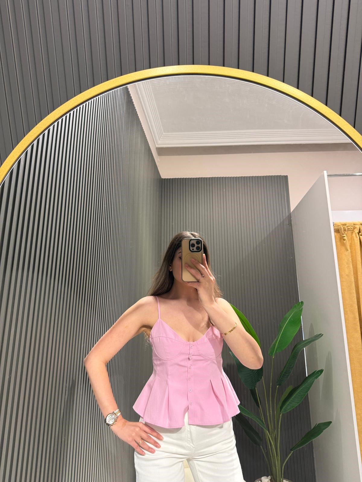 PEMBE CROP BLUZ 