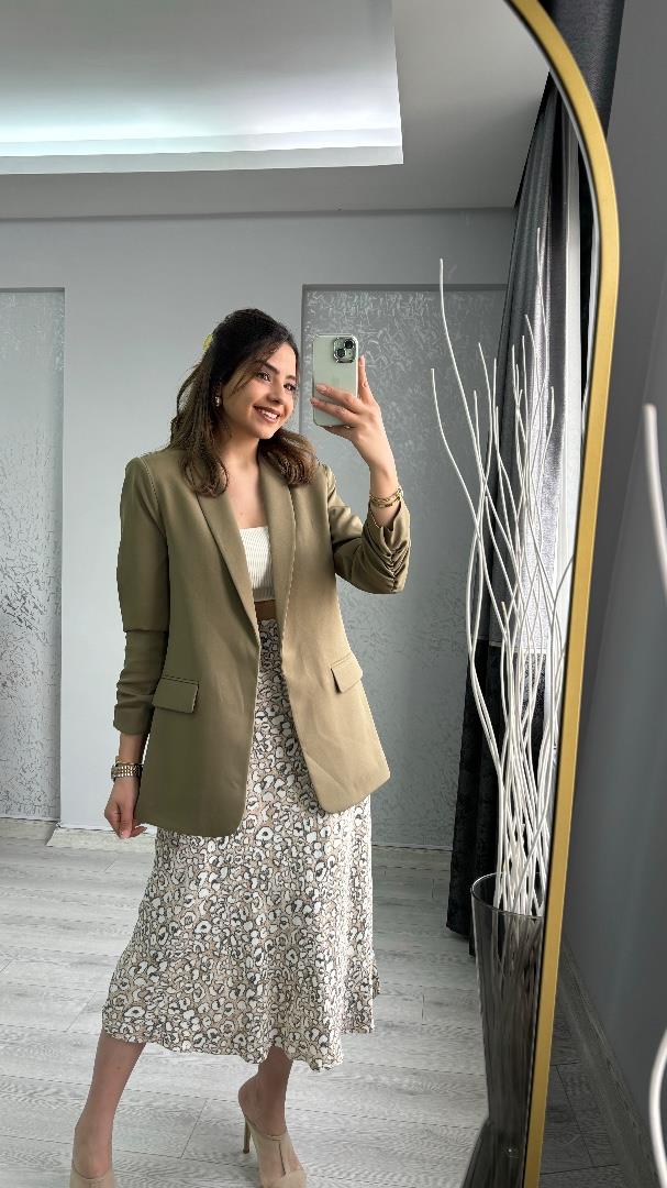 YAĞ YEŞİLİ BLAZER CEKET