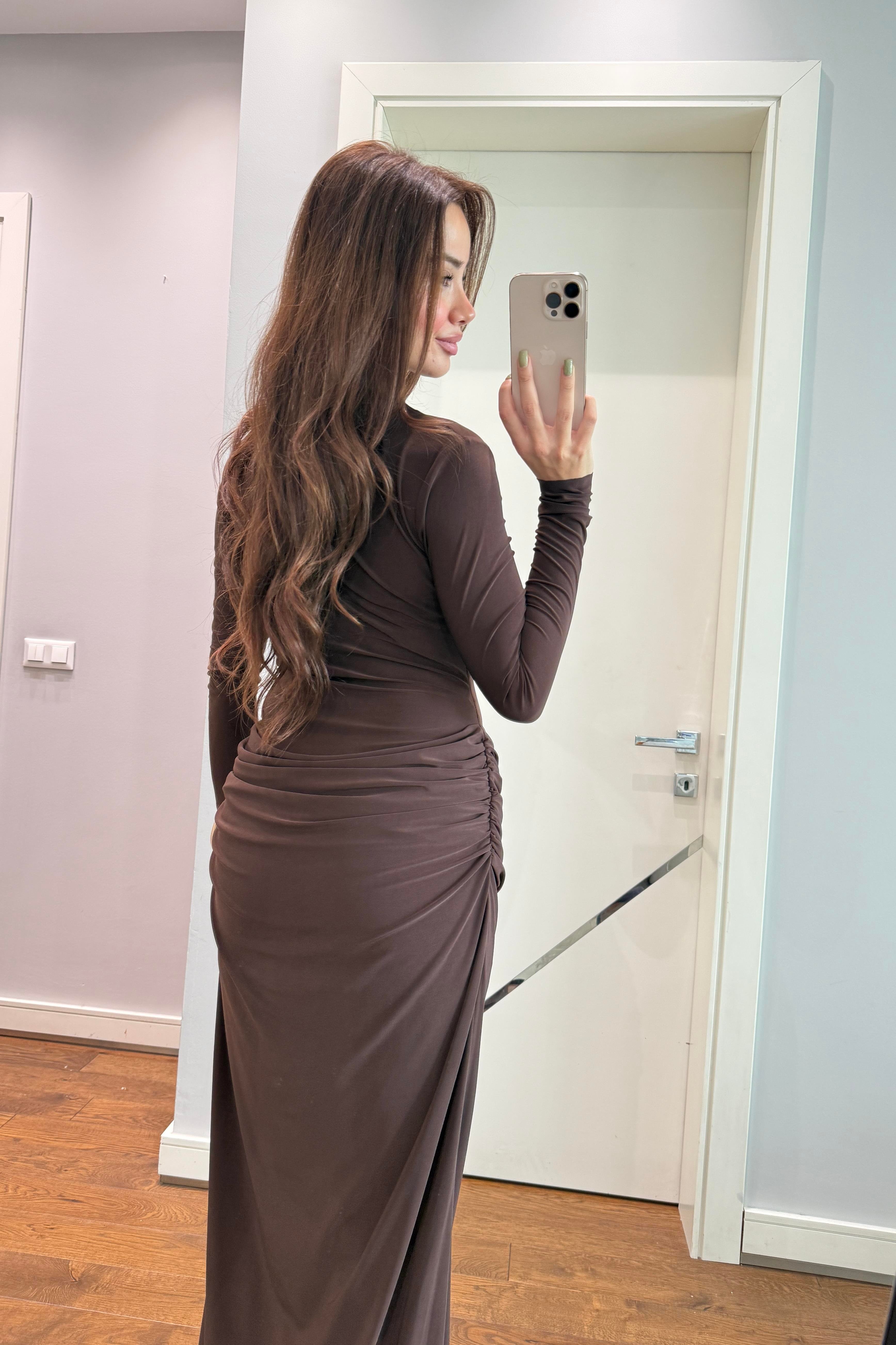 MUADİL BALIKÇI YAKA MAXİ ELBİSE