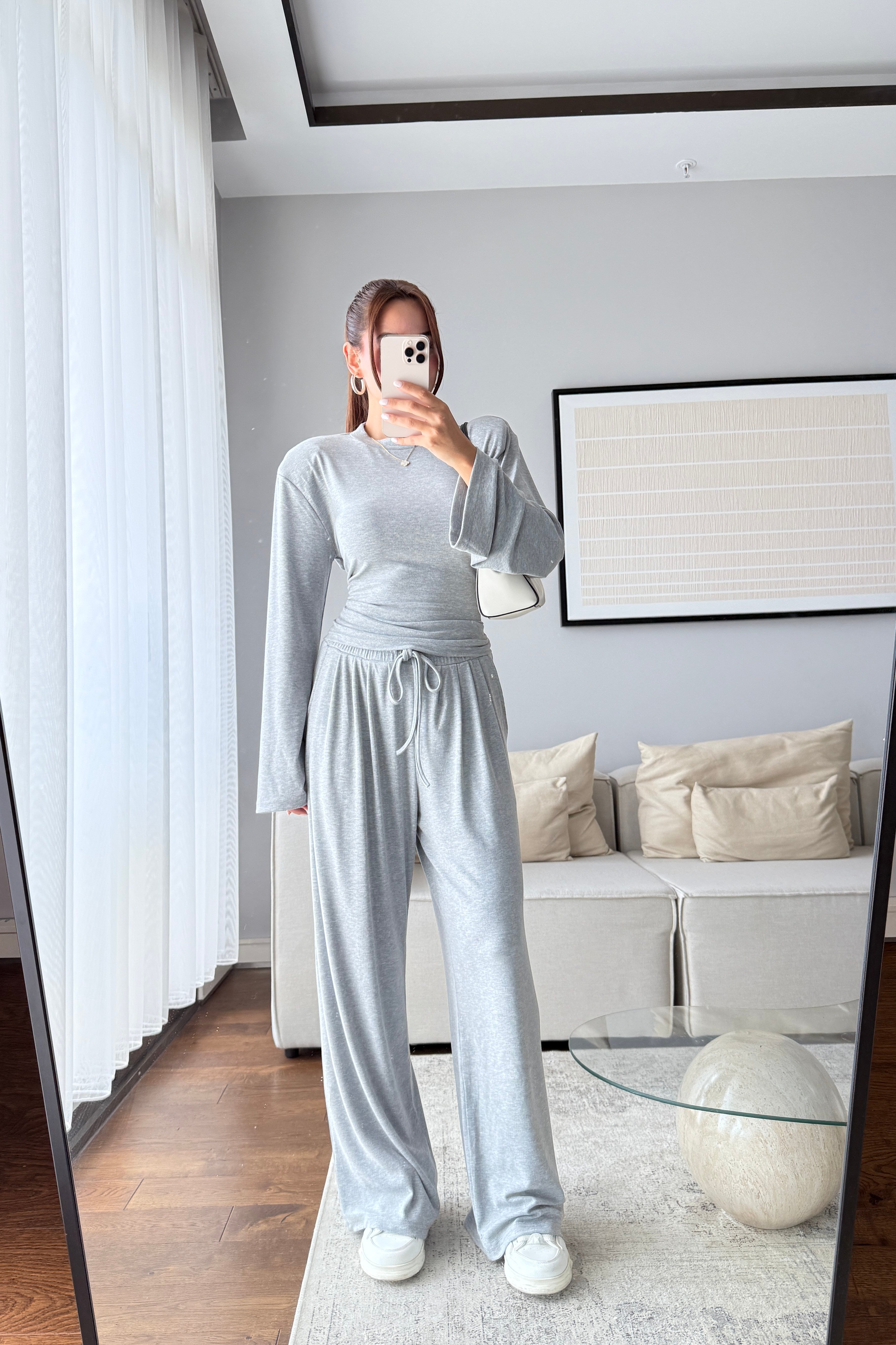 VATKALI BLUZ PANTOLON TAKIM-GRİ