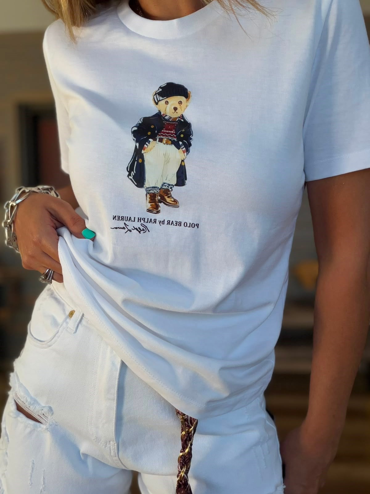 Bear Logo Print T-Shirt