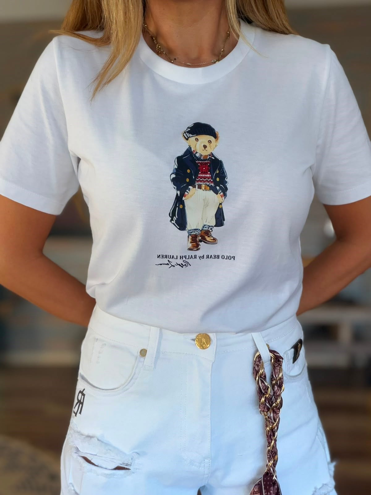 Bear Logo Print T-Shirt