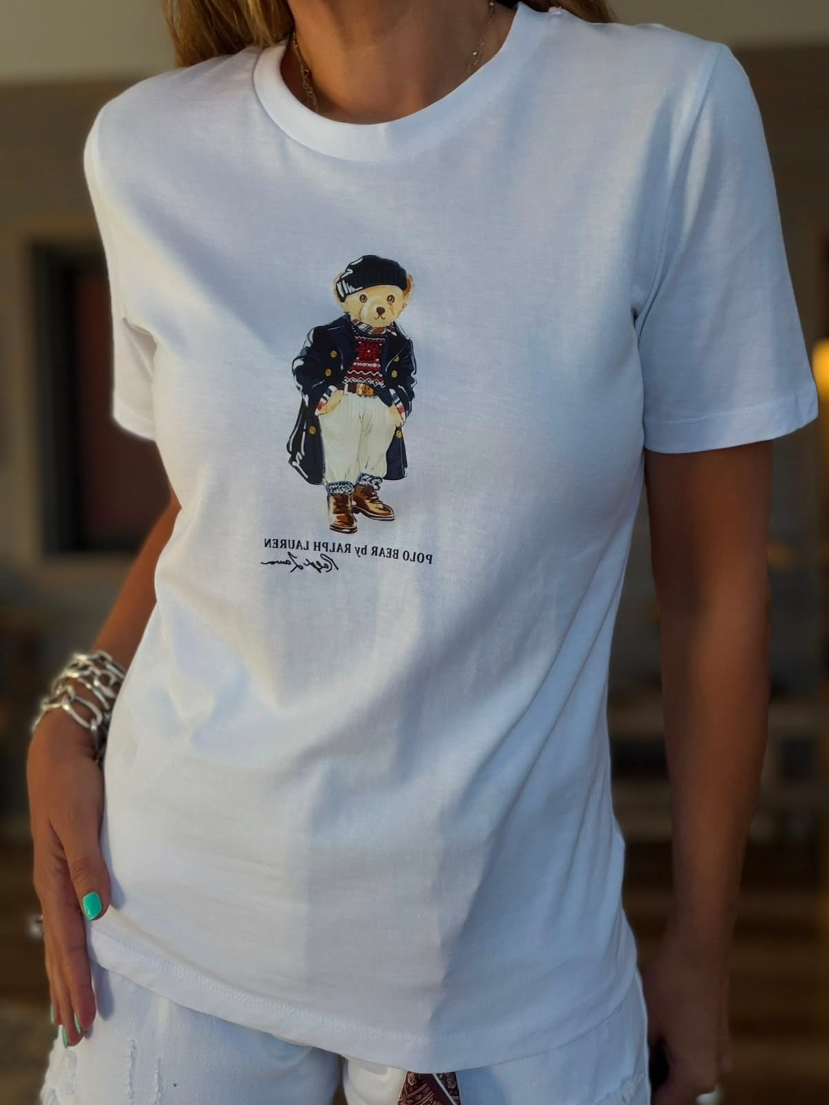 Bear Logo Print T-Shirt
