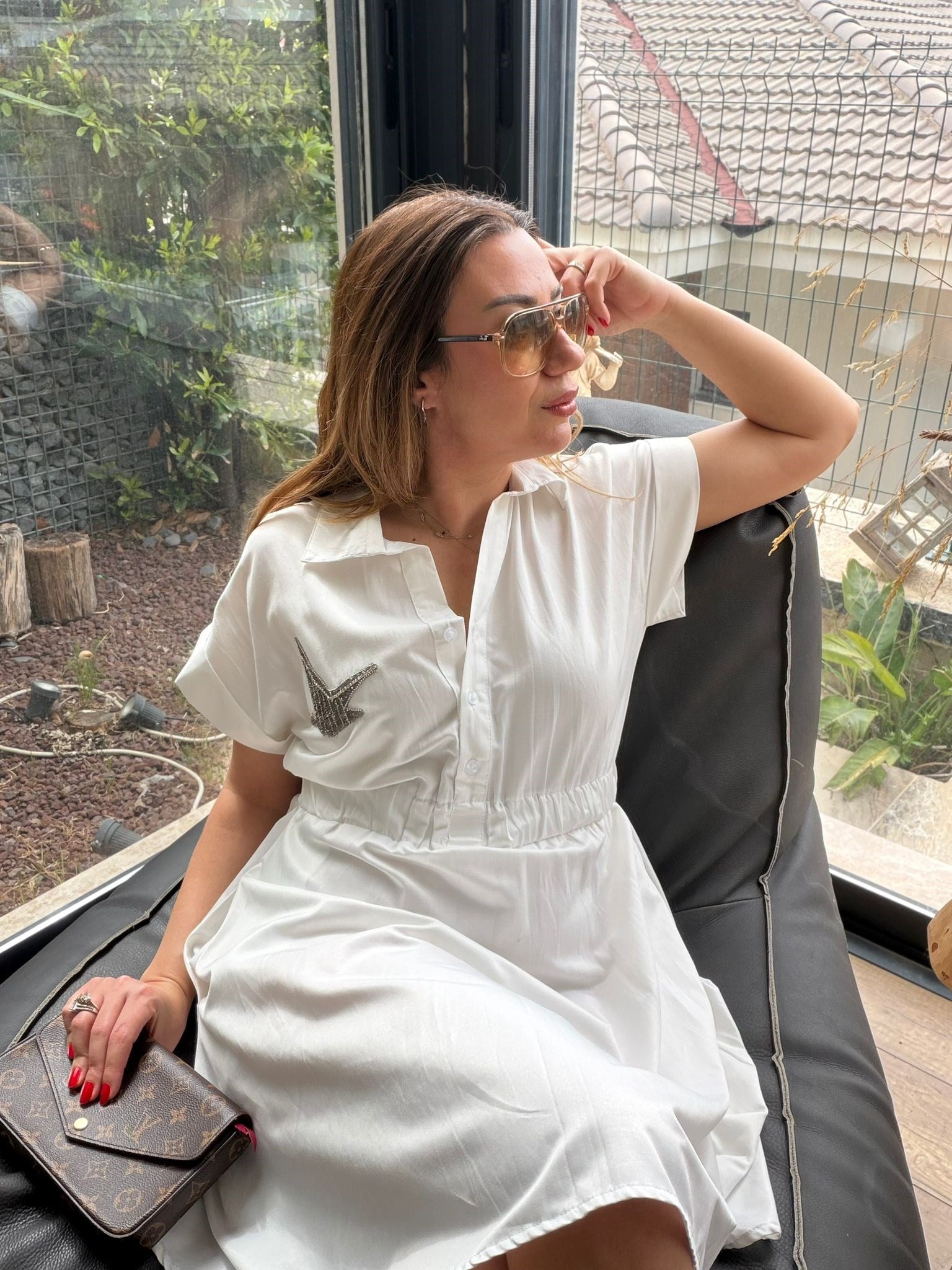 Göğüs Taş İşlemeli Mini Elbise