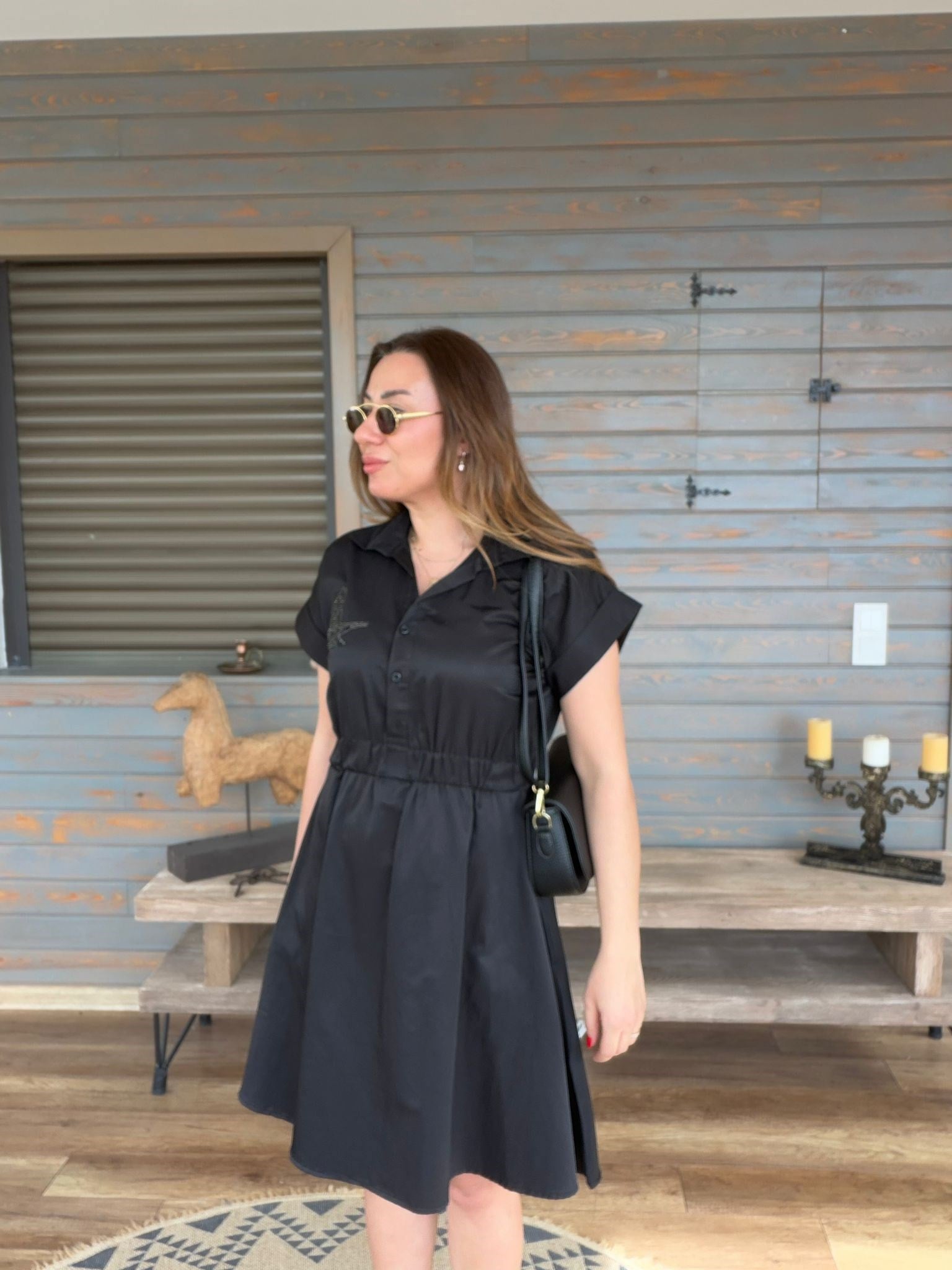 Göğüs Taş İşlemeli Mini Elbise