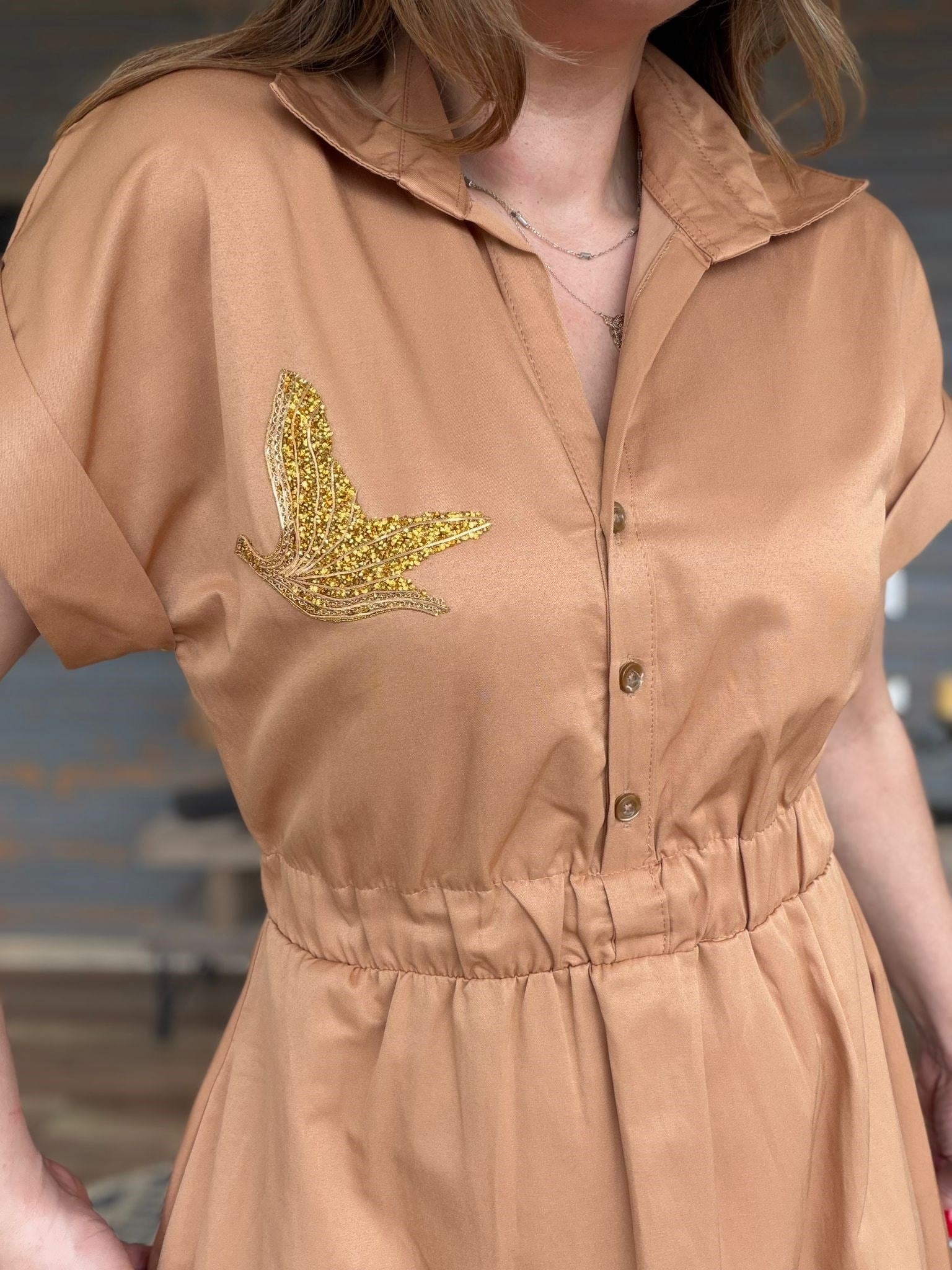 Göğüs Taş İşlemeli Mini Elbise