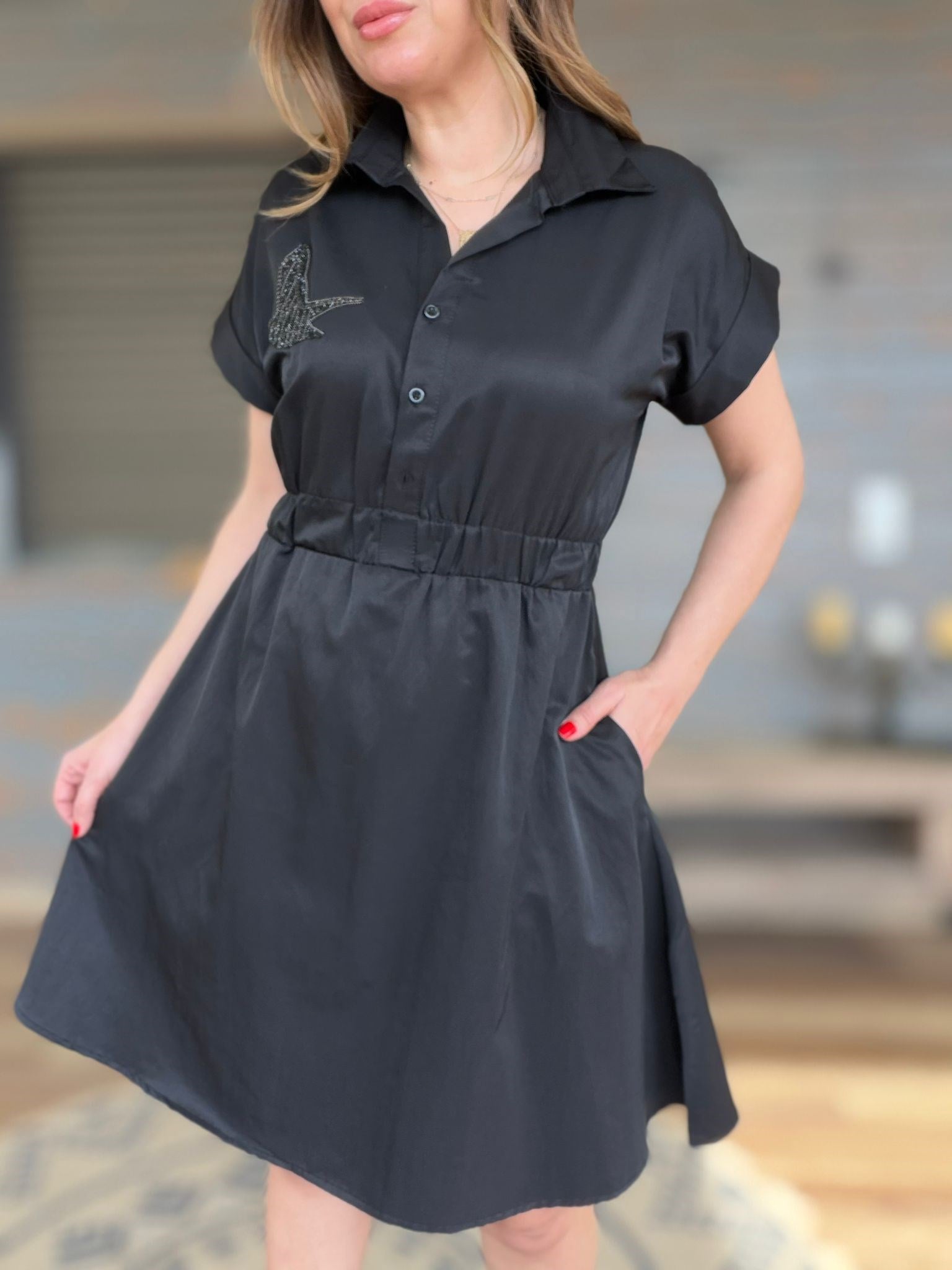 Göğüs Taş İşlemeli Mini Elbise