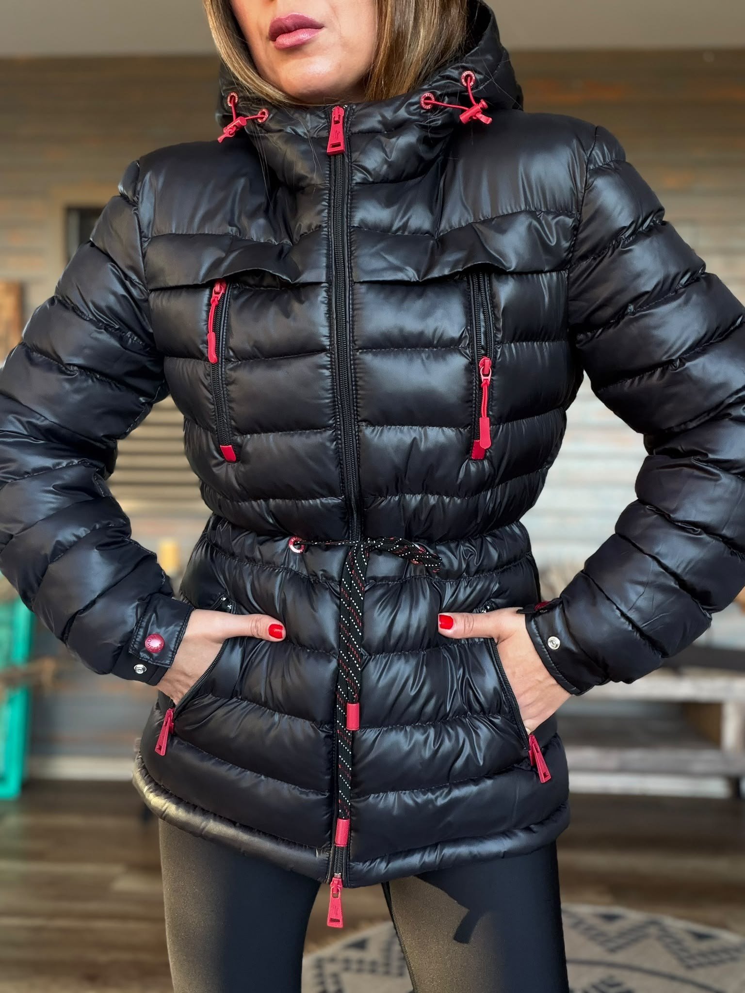 Kolda Nakış Logo Bel Büzmeli Şişme Mont