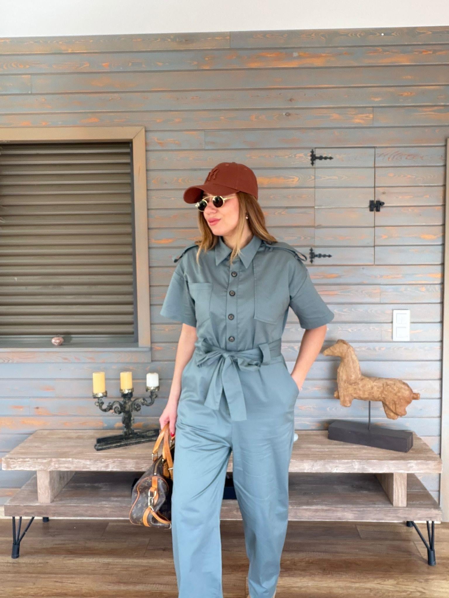 Kuşaklı Önü Düğmeli Tulum