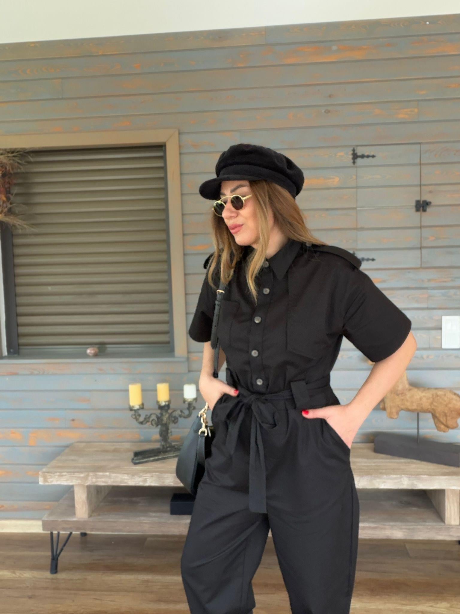 Kuşaklı Önü Düğmeli Tulum