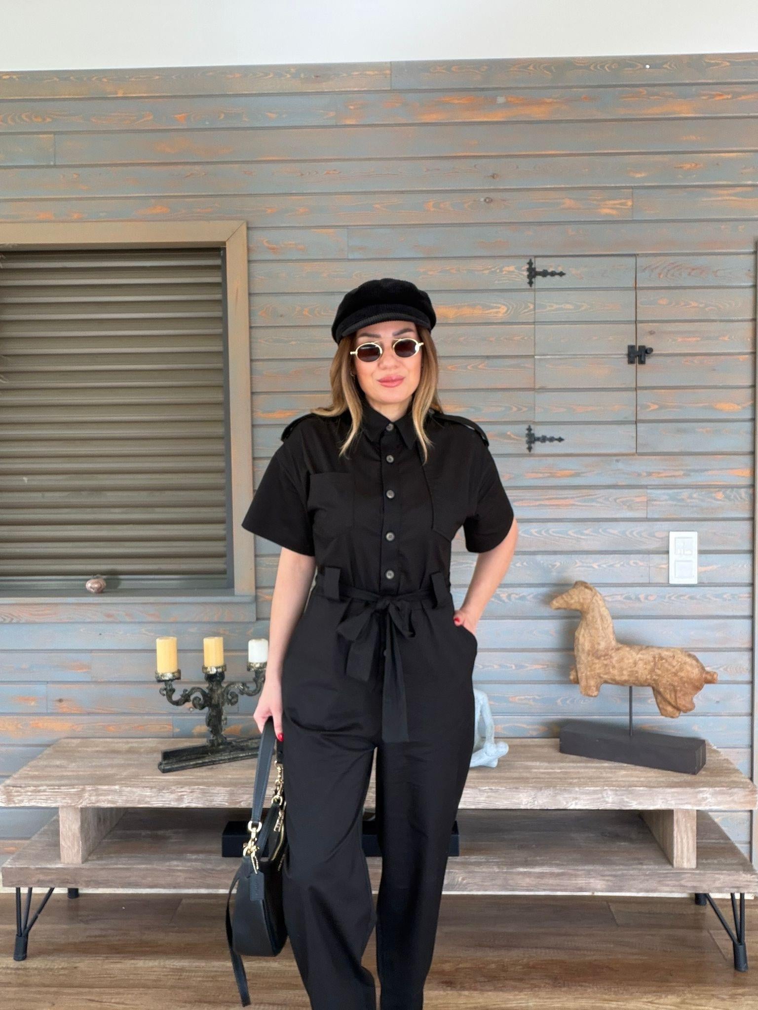 Kuşaklı Önü Düğmeli Tulum